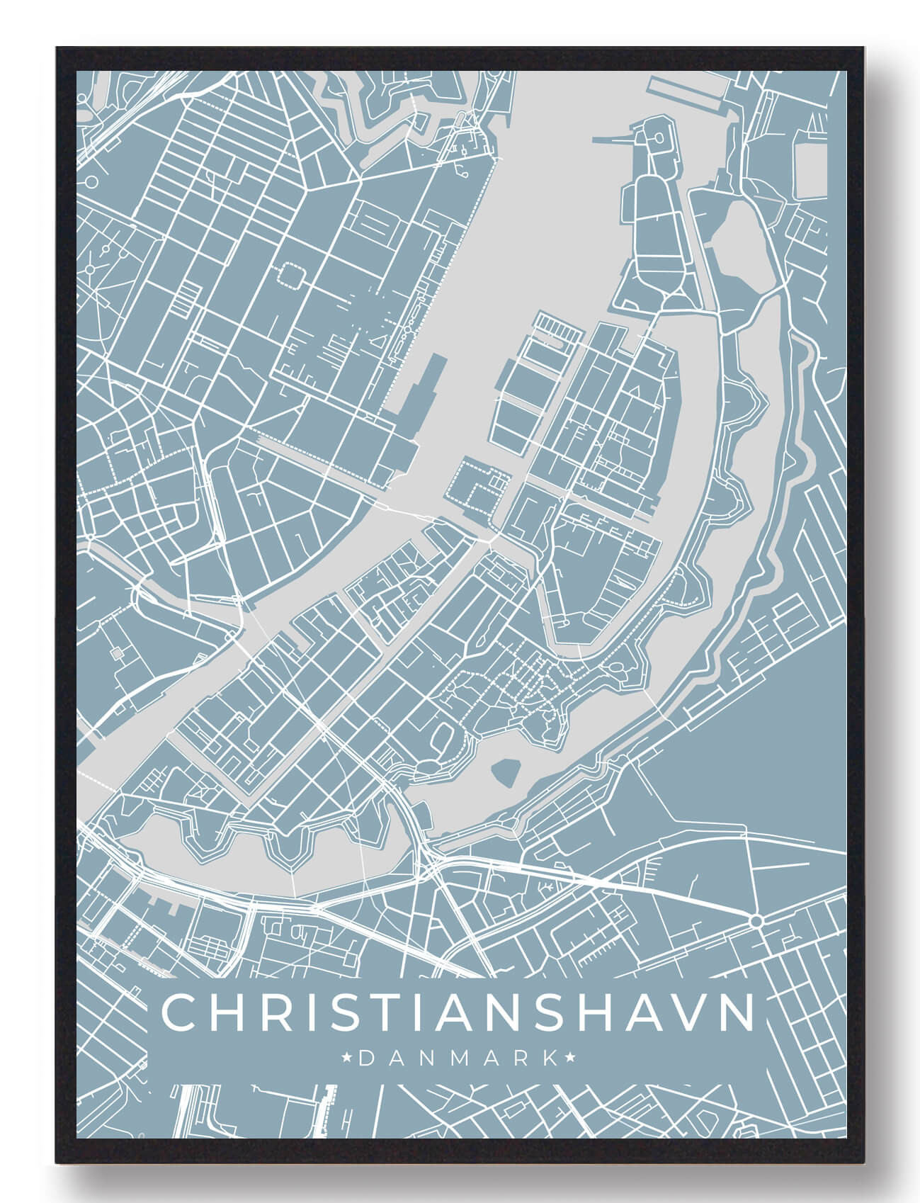 Christianshavn Byplakat - Lyseblå Dekoration til Stuen