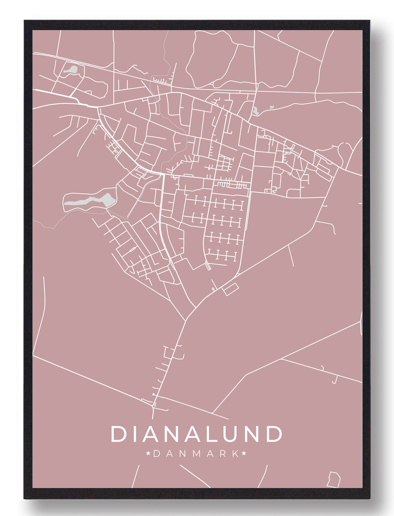 Dianalund Plakat i Rosa - Unik Kunst til Dit Hjem
