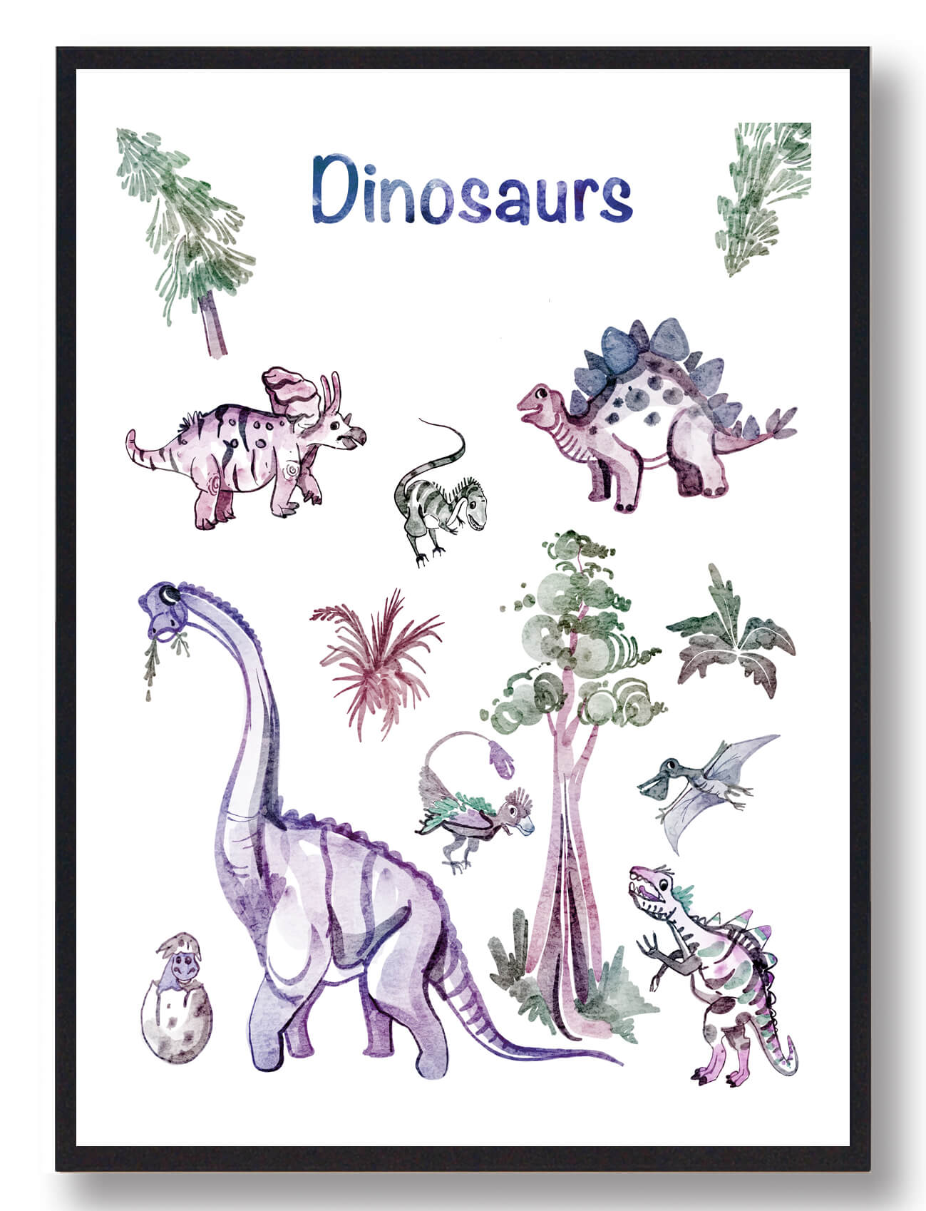 Håndtegnet dinosaurplakat til børneværelset - Fantastisk dekoration