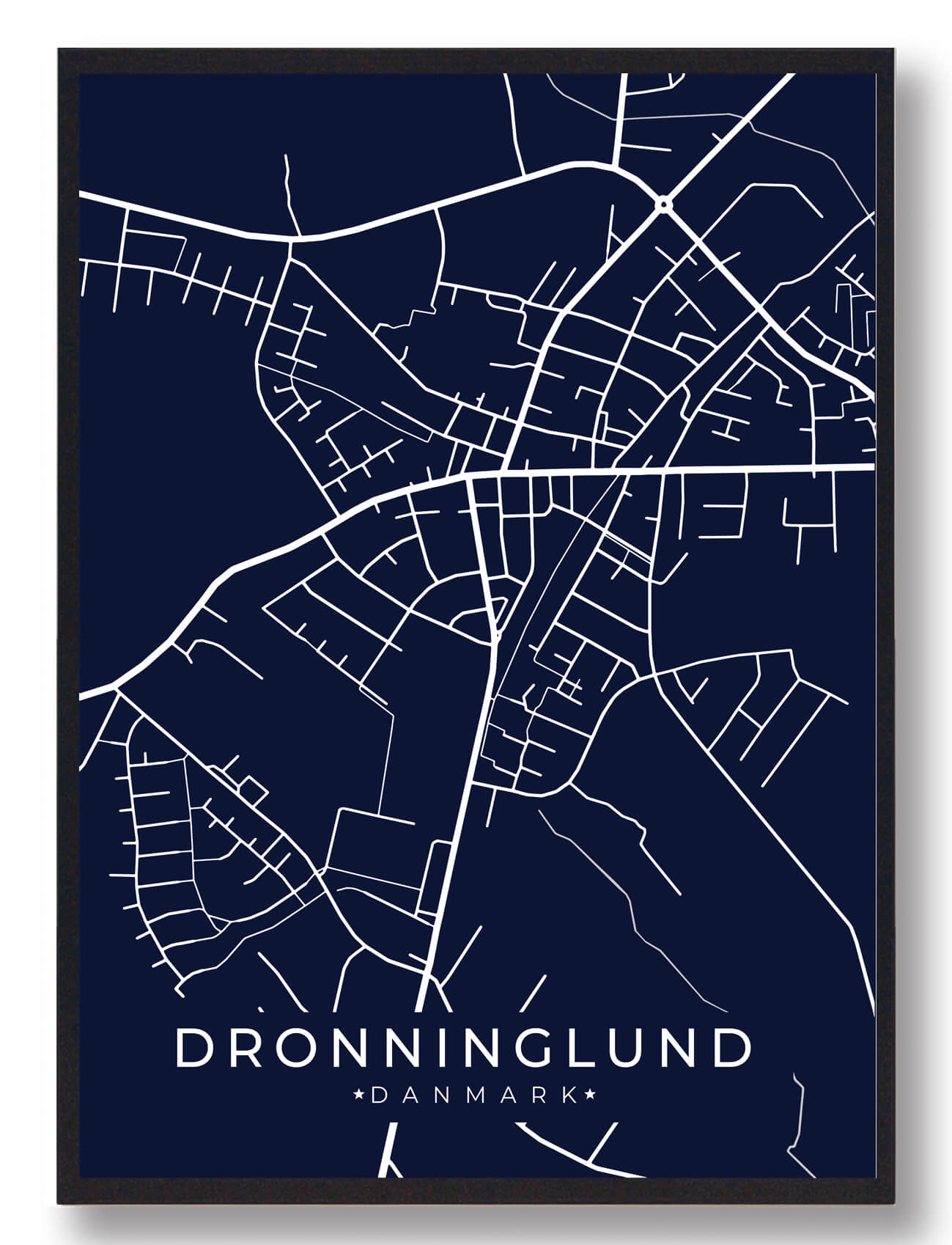 Dronninglund Byplakat i Mørkeblå – Unik og Elegant!