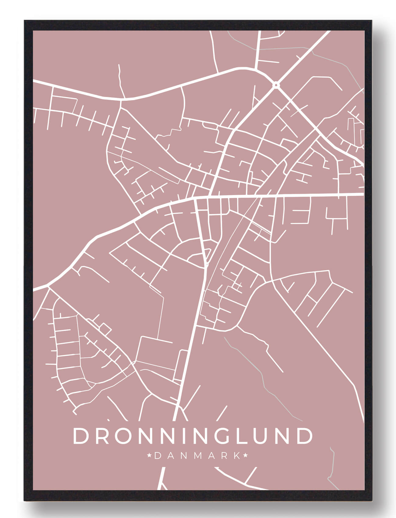 Dronninglund Byplakat i Rosa – Elegant Nordjylland Design