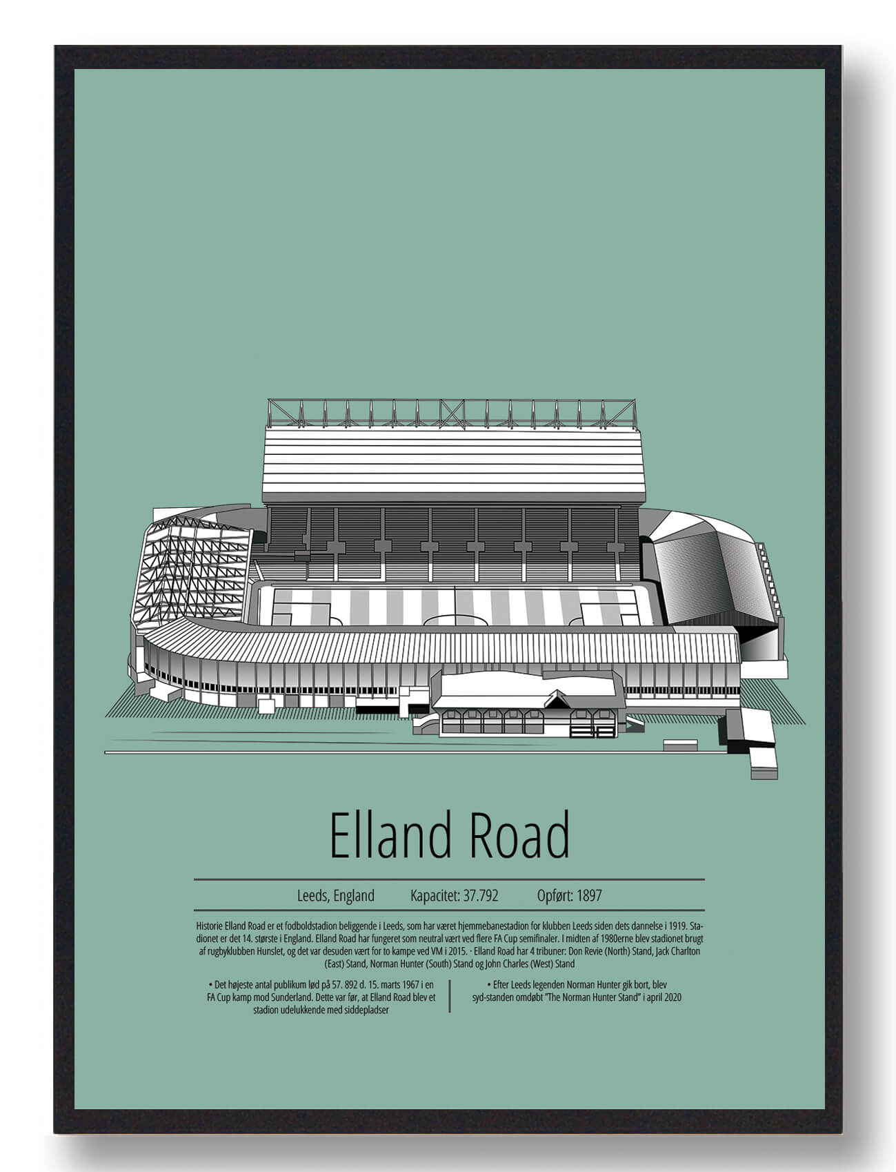 Elland Road Plakat - Leeds Mintgrøn til Fodboldfans