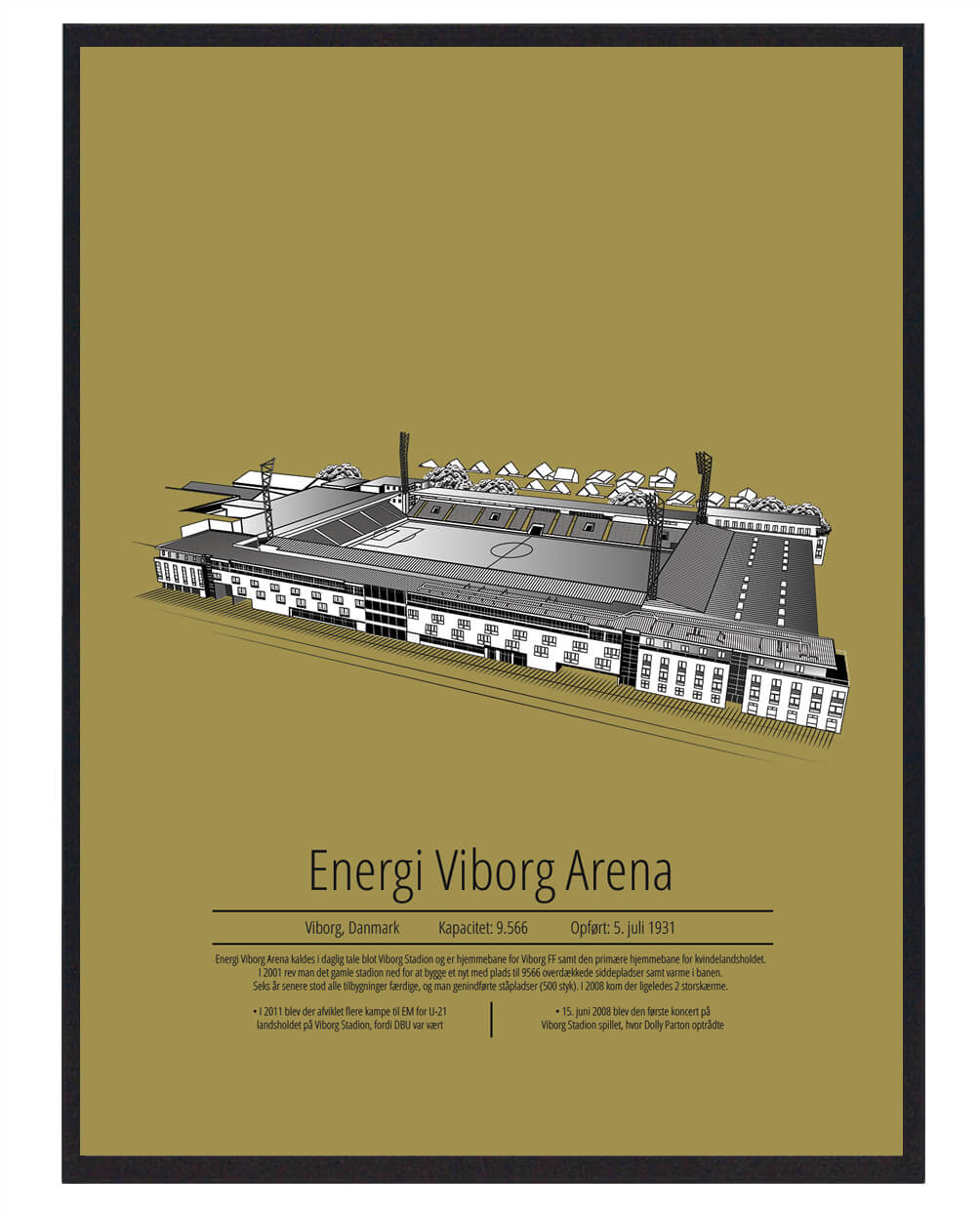 Viborg Stadion Plakat - Energi Viborg Arena i Gul