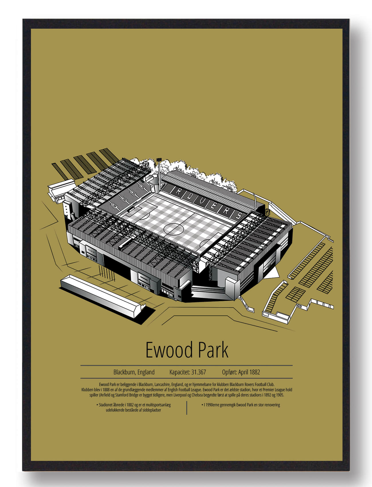 Ewood Park Plakat – Kunst fra Blackburn Rovers Stadion