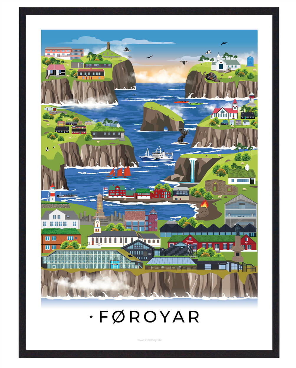 Færøerne Plakat Med Hvid Kant