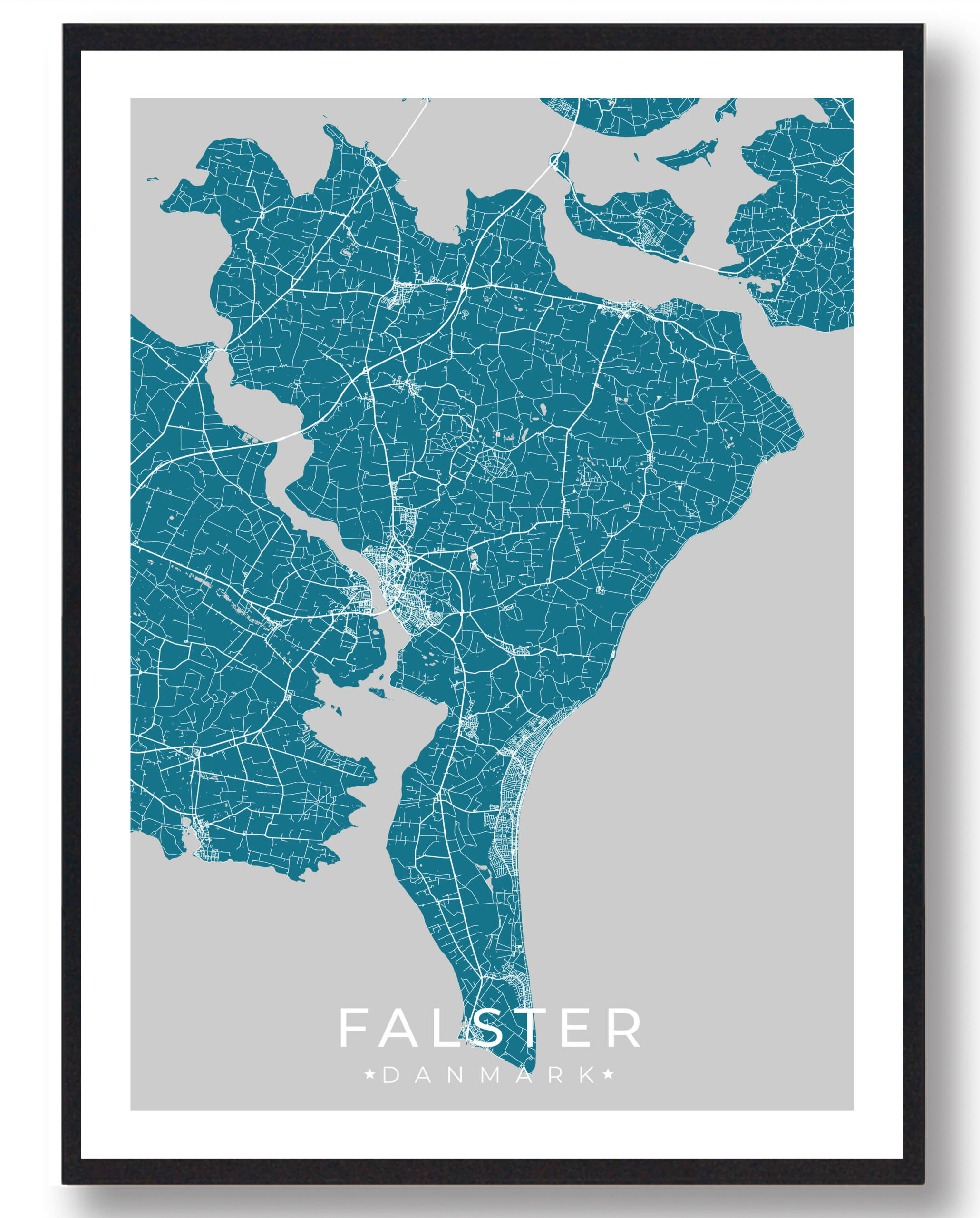 Falster Plakat - Blå Kunstværk til Vægdekoration