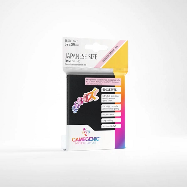 Gamegenic Prime Sleeves - Små Japanske Kortlommer, Sort