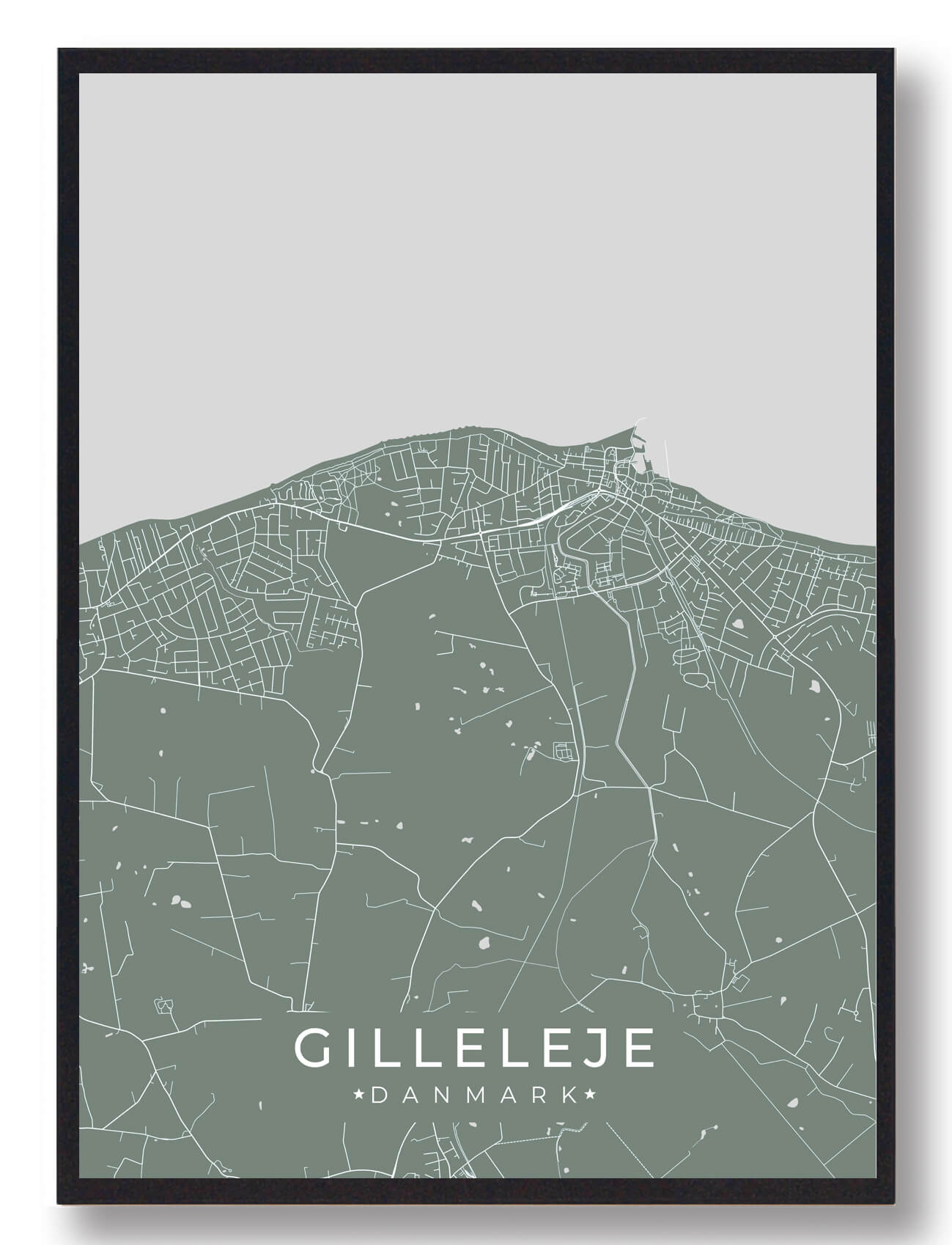 Gilleleje Plakat i Grøn - Unik Kunst til Dit Hjem