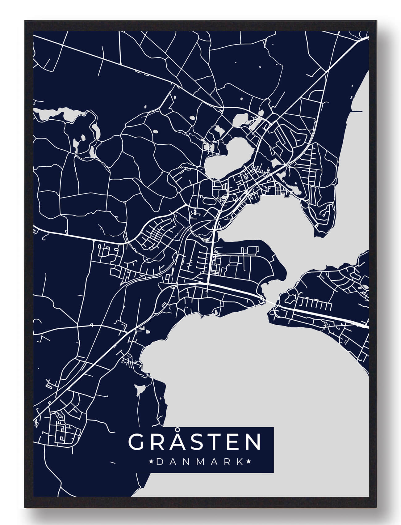Gråsten Plakat i Mørkeblå - Unik Indretning til Hjemmet