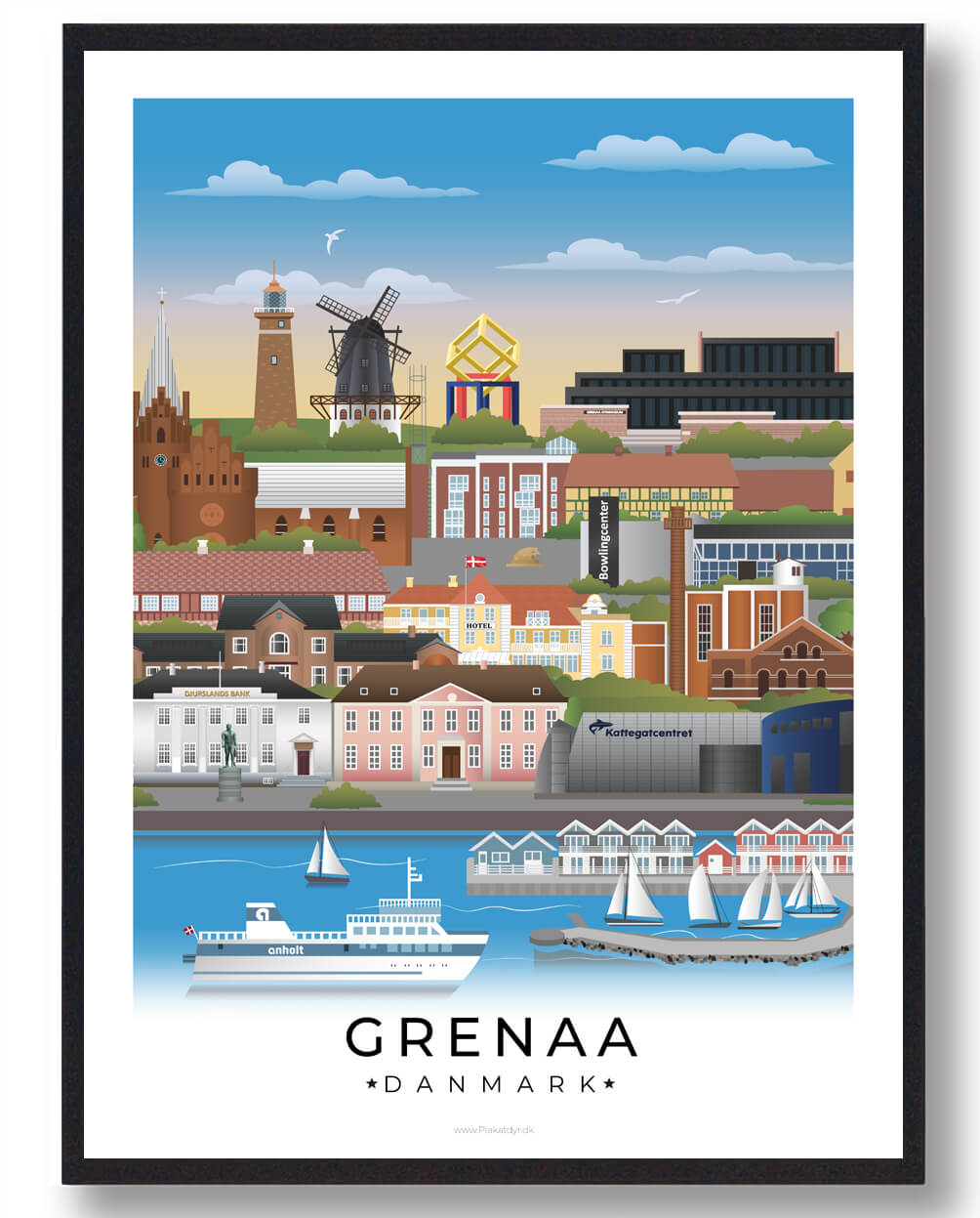 Grenaa Byplakat Med Hvid Kant