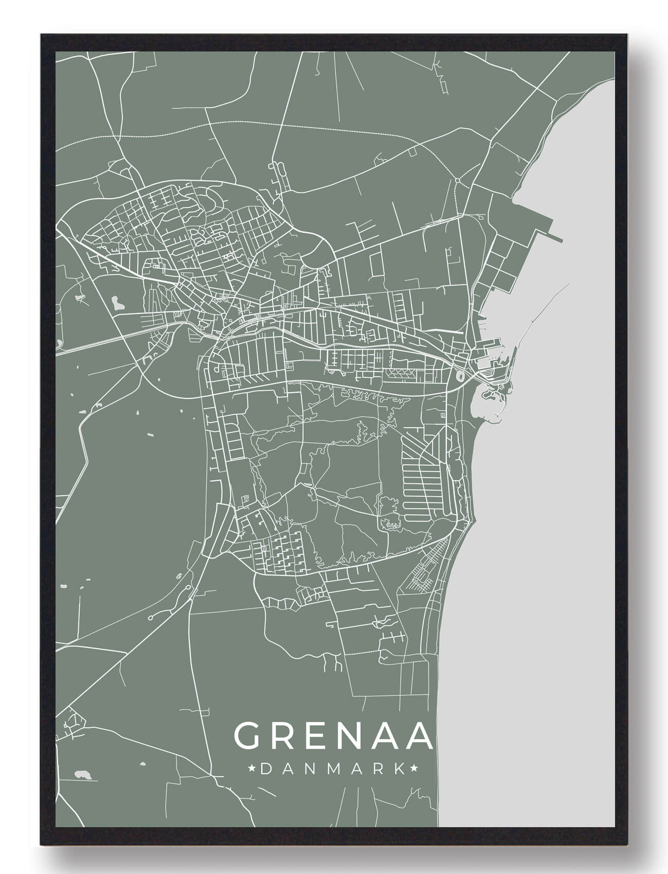 Grenaa Plakat - Grøn, perfekt til hjemmet eller kontoret