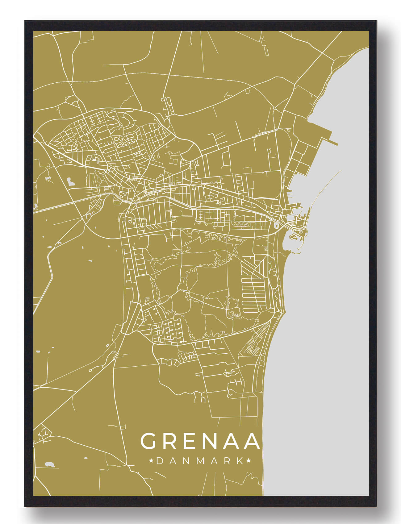Grenaa Plakat i Gul - Udforsk Jyllands Skønhed!
