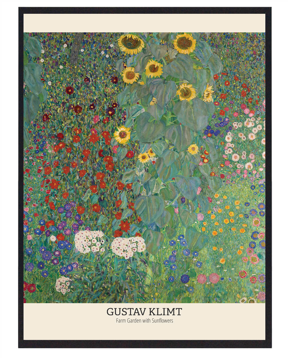 Gustav Klimt Plakat: Have med Solsikker - Kunstværk