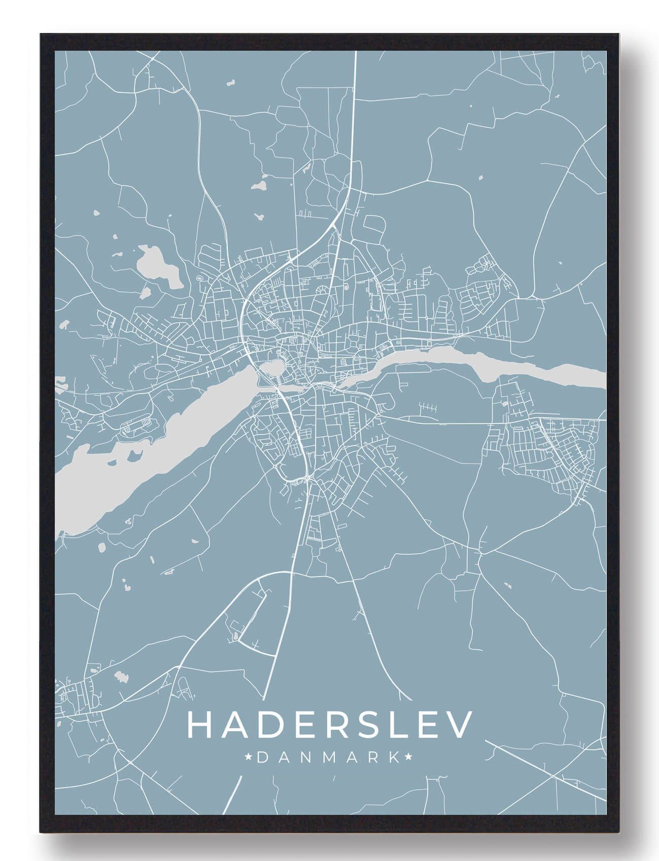 Haderslev Plakat - Lyseblå Byplakat til Dit Hjem