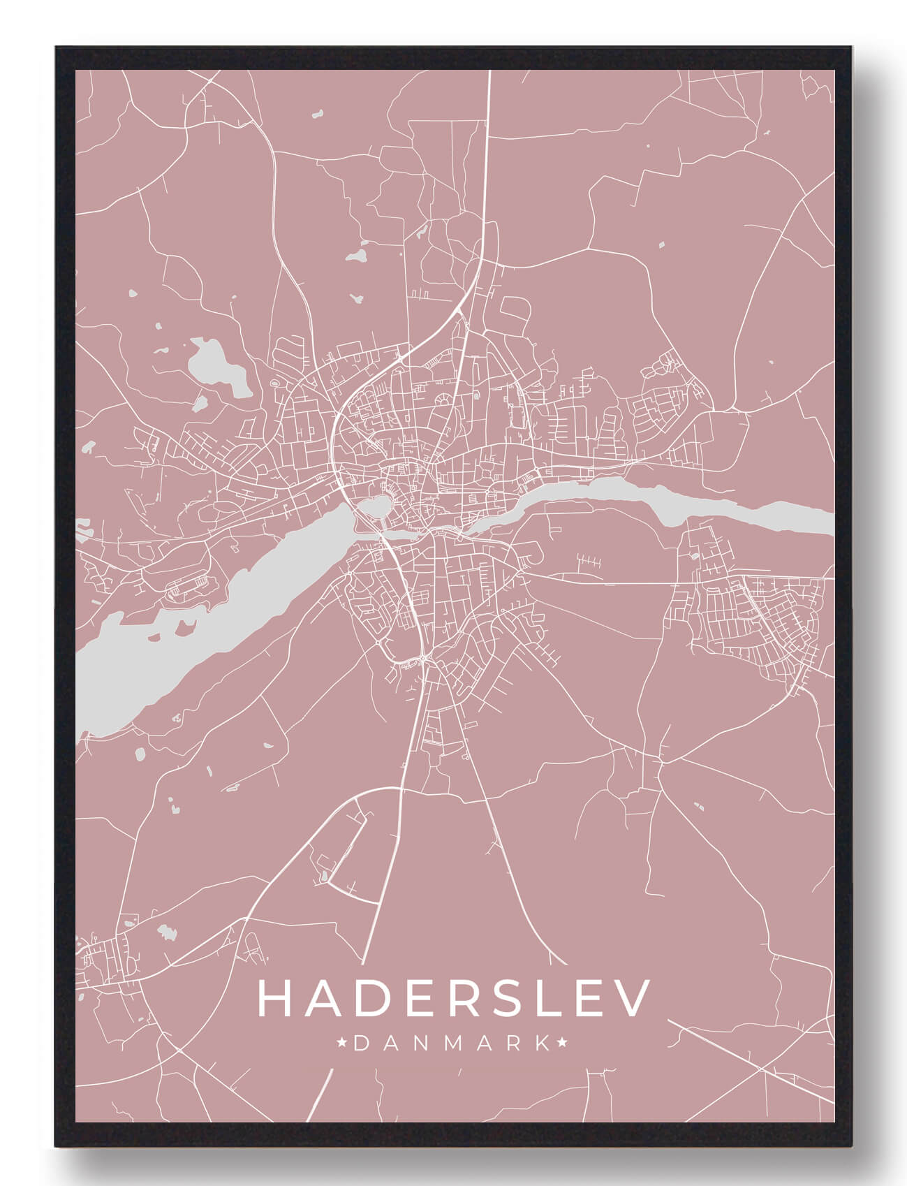 Haderslev Plakat - Moderne Rosa Byplakat til Indretning
