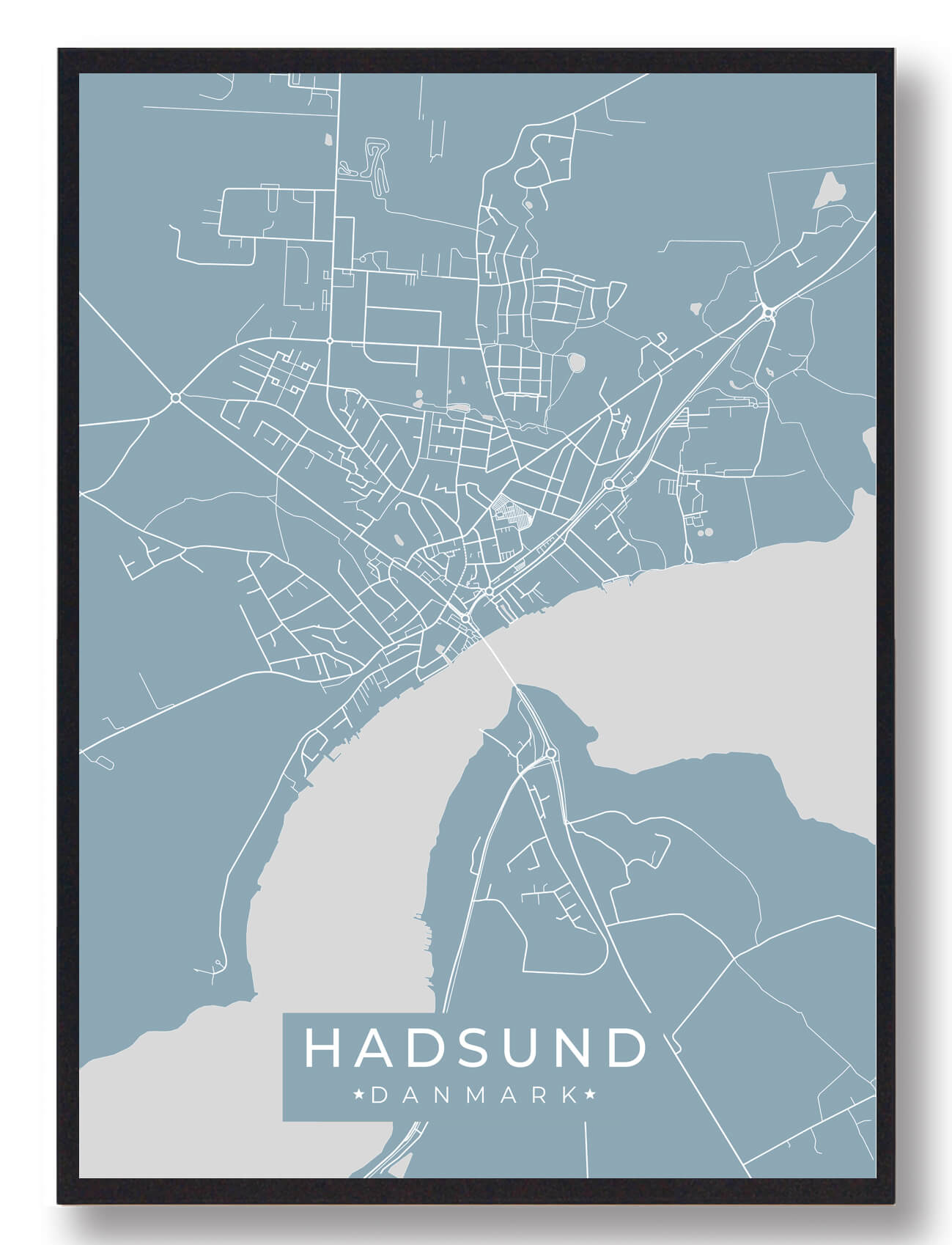 Hadsund Plakat i Lyseblå - Unik Dekoration til Dit Hjem!