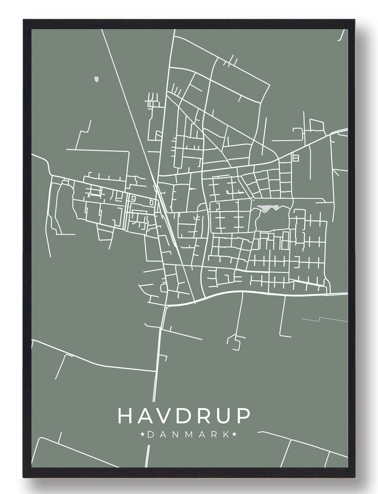Havdrup Plakat i Grøn - Unik Kunst til Dit Hjem