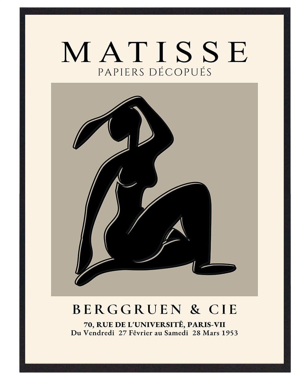Henri Matisse Plakat - Berggruen & Cia Sort Nøgen Kunst