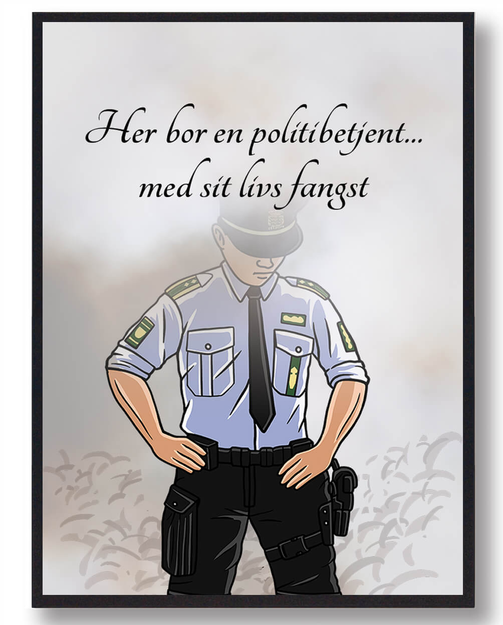 Her Bor En Politibetjent Plakat - Gør Dit Hjem Personligt