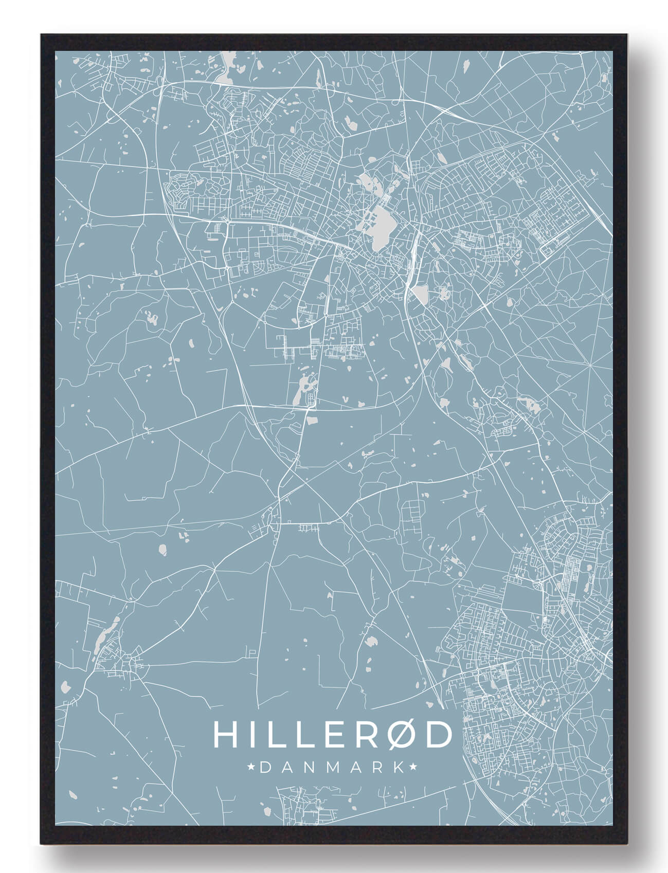 Hillerød Plakat i Lyseblå – Unik Vægdekoration til Dit Hjem