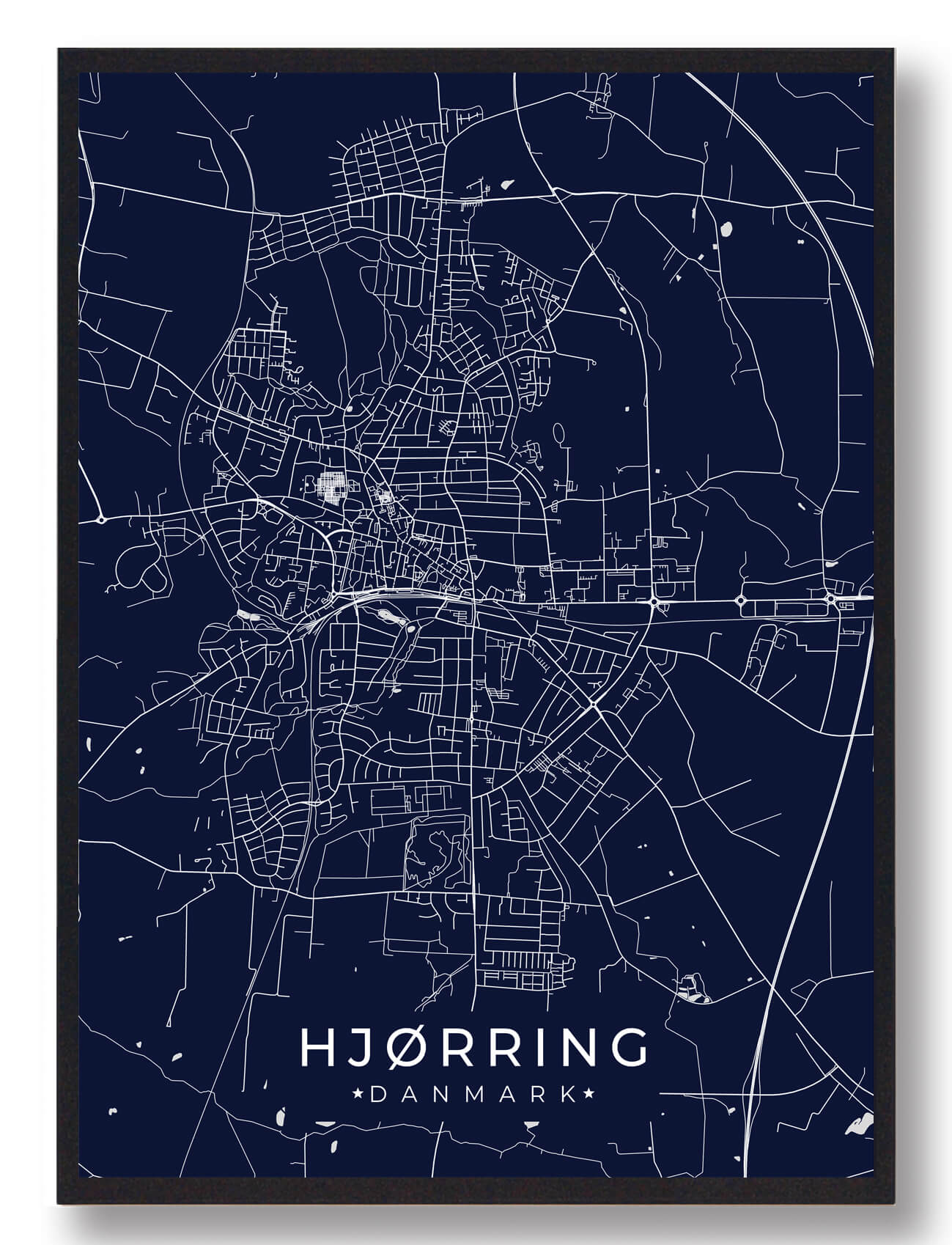 Hjørring Plakat - Mørkeblå Kunst til Dit Hjem