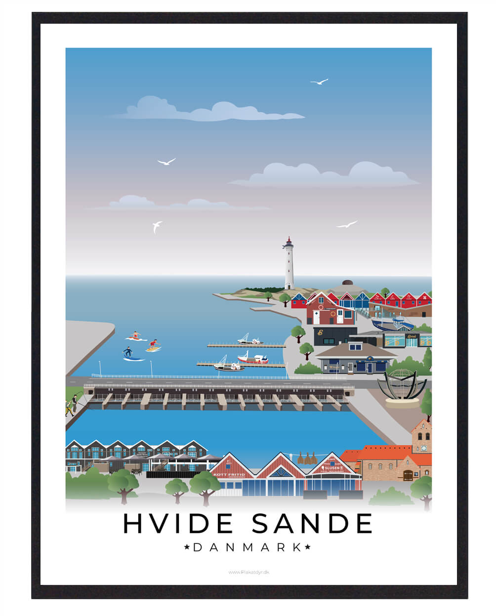Hvide Sande Plakat med Hvid Kant - Nordisk Stil