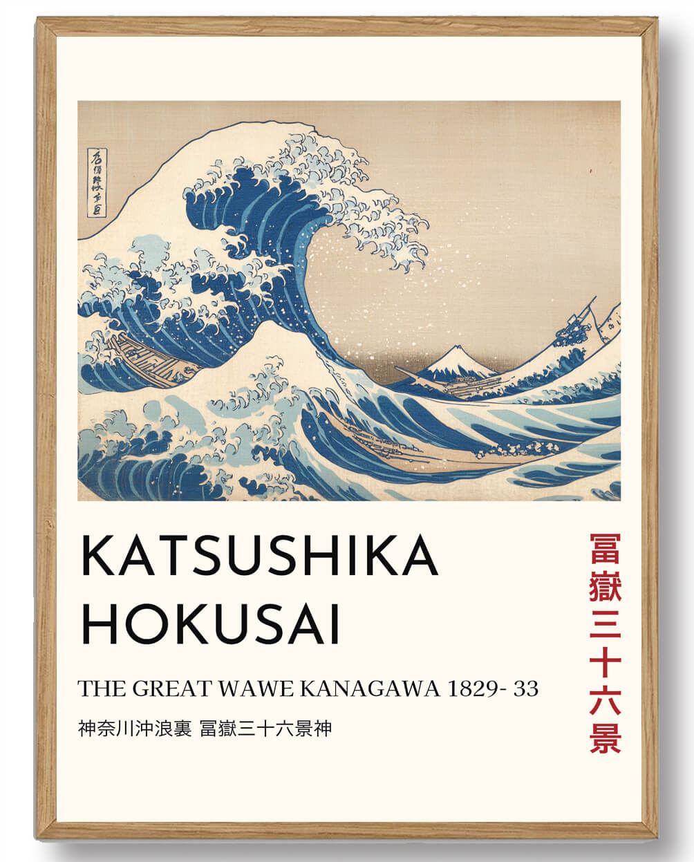 Katsushika Hokusai - Den Store Bølge Kunstplakat