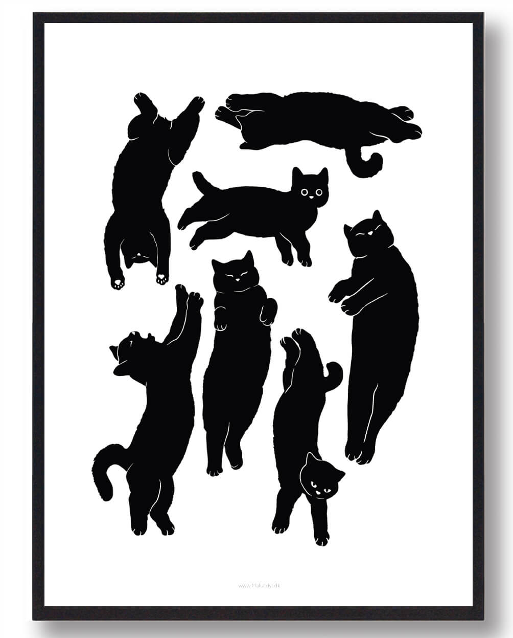Katte Kaos - Charmerende Sort Katteplakat til Indretning