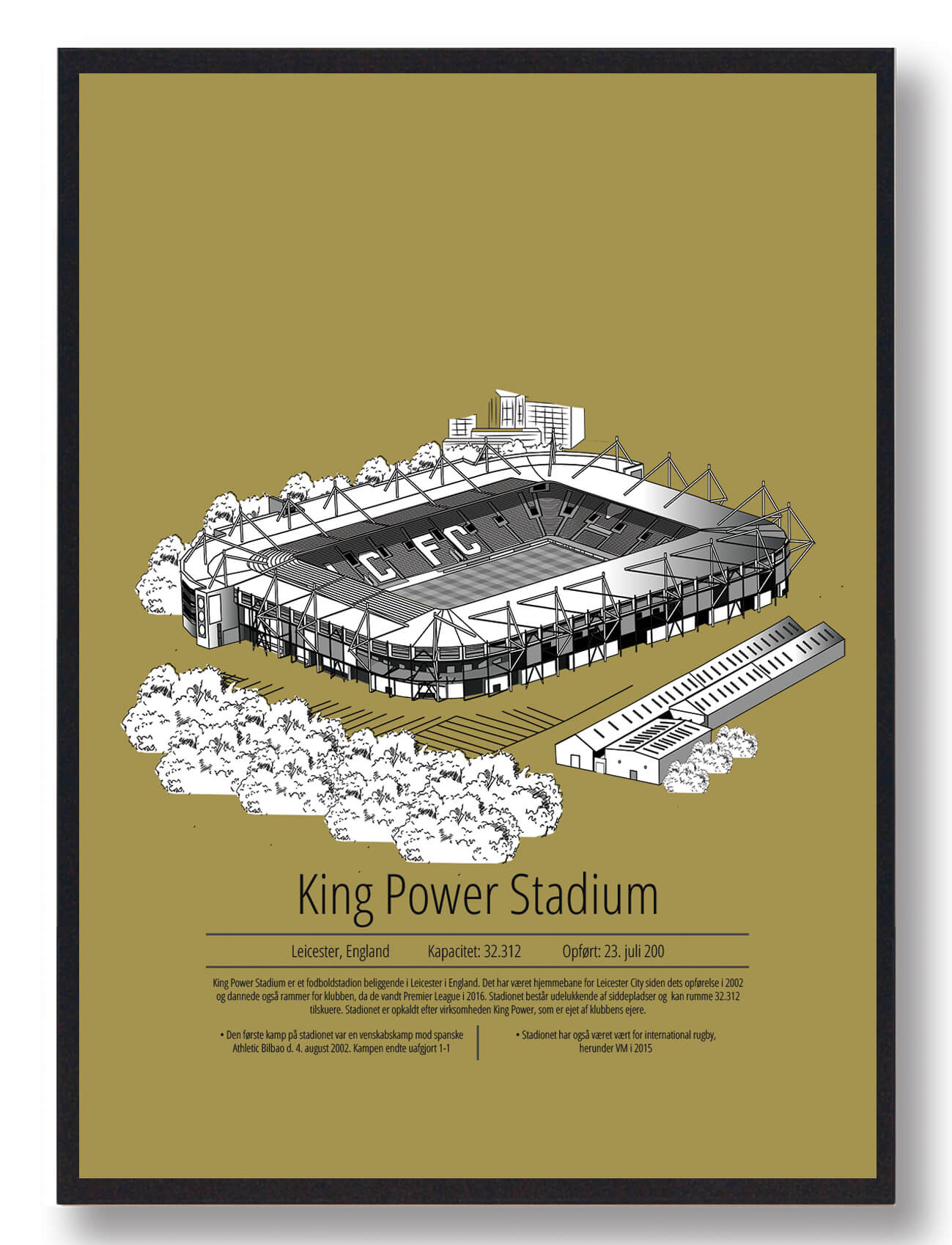 Leicester Fodboldplakat - King Power i Gul