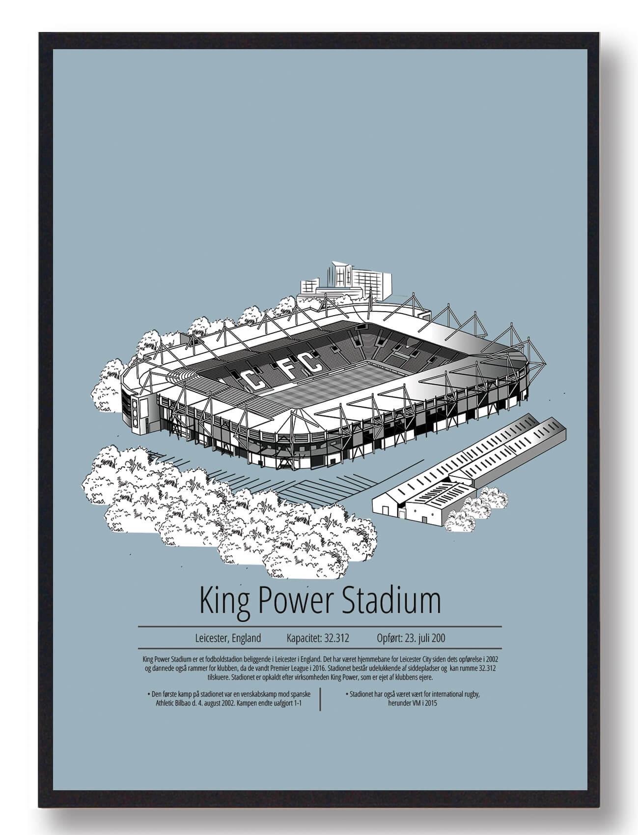 Leicester Fodboldplakat - King Power Lyseblå