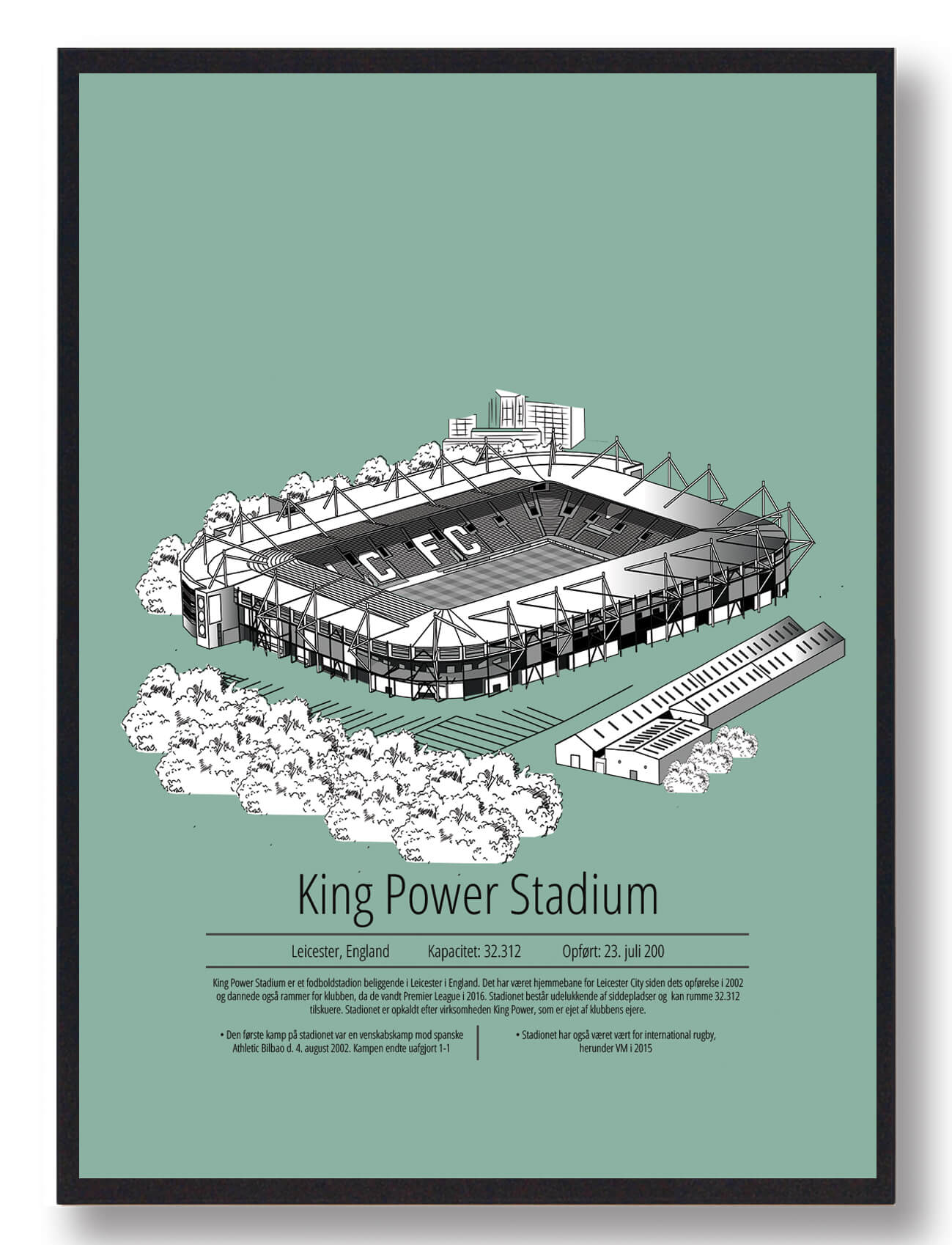 Leicester Fodboldplakat i Mintgrøn - Fan Merchandise