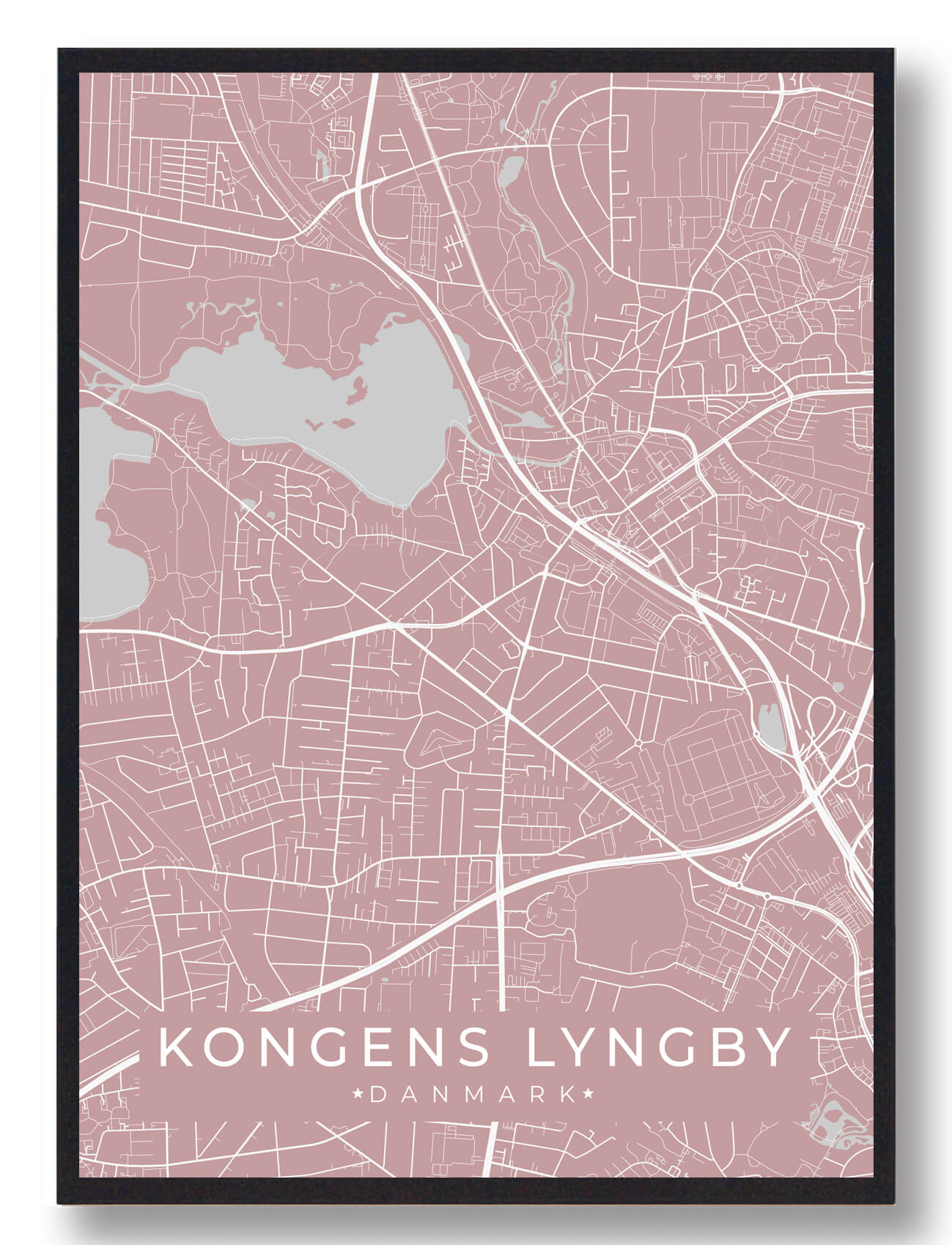 Kongens Lyngby Plakat - Lyserød Design til Dit Hjem
