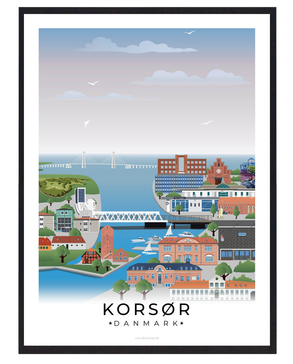 Korsør Plakat med Hvid Kant - Hyldest til Kystbyen