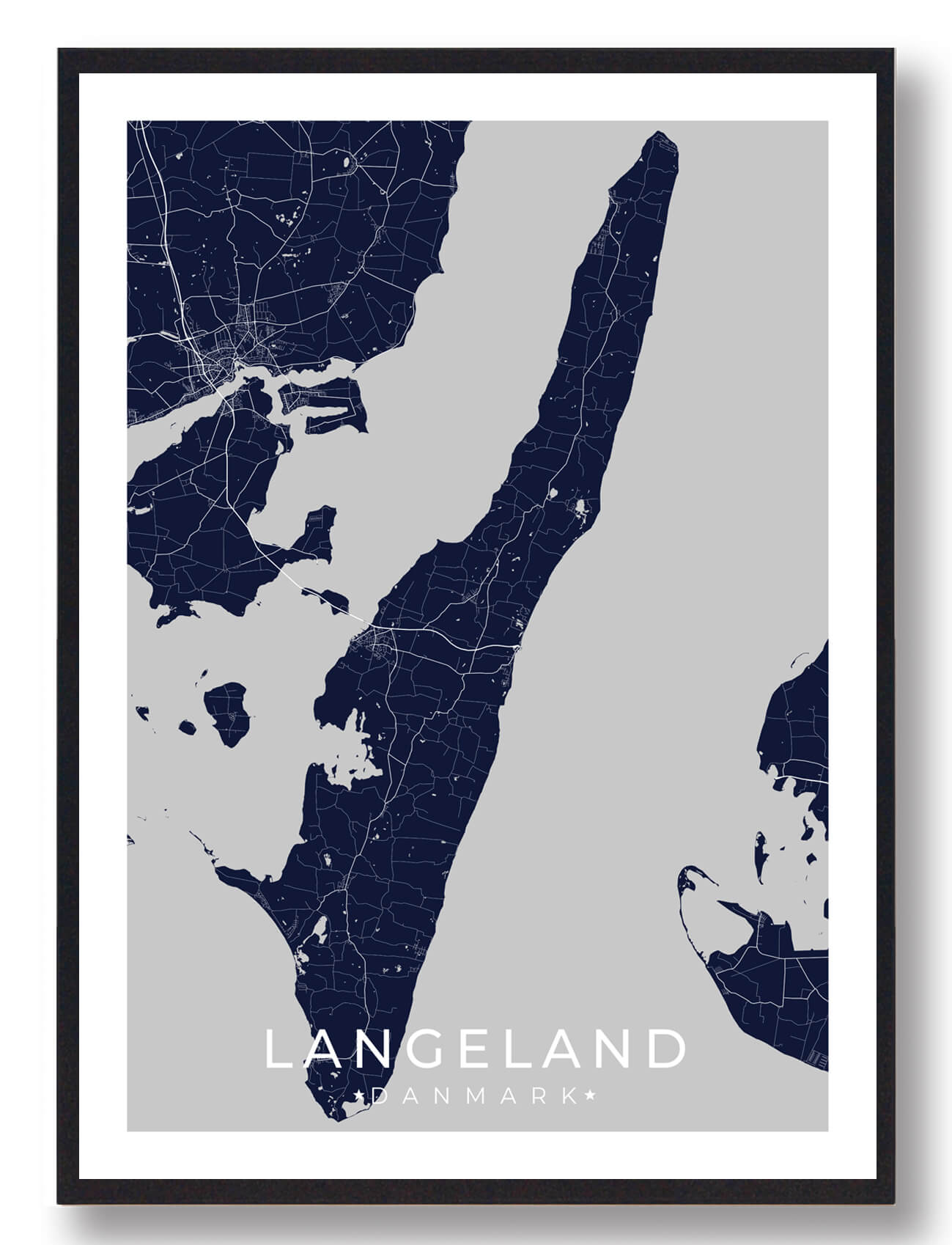 Langeland Plakat i Mørkeblå – Et Must-Have til Dit Hjem