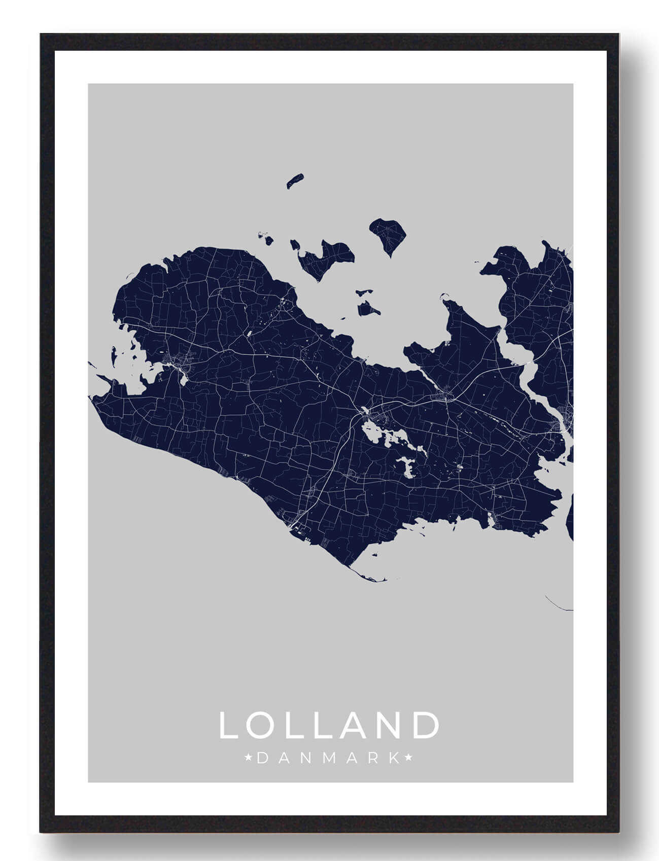 Lolland Plakat - Mørkeblå Kunstværk til Væggen