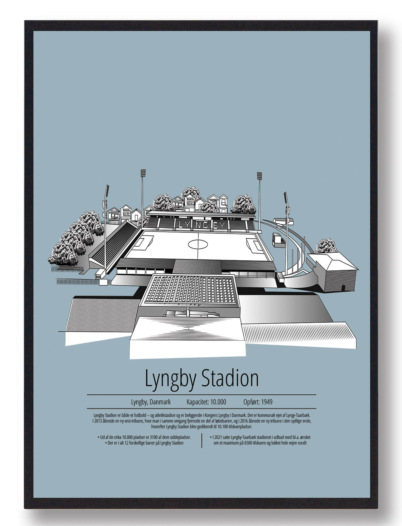Lyngby Stadion Plakat - Lyseblå Design til Fans