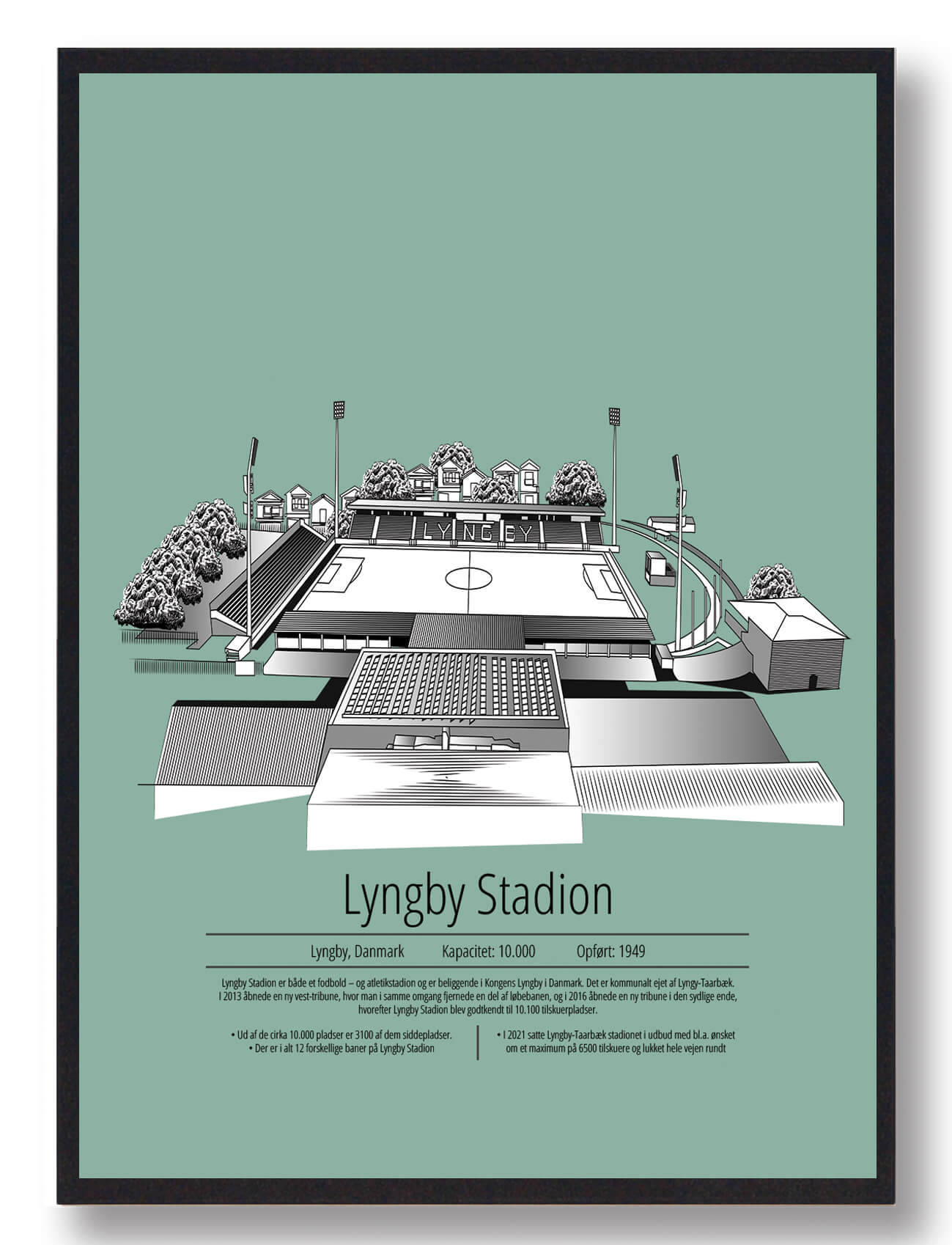Lyngby Stadion Plakat i Mintgrøn - Få den nu!