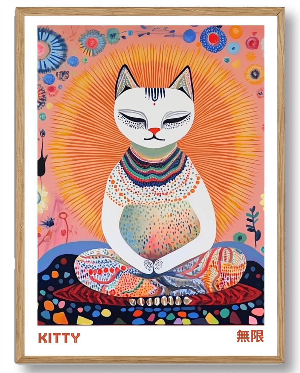 Mediterende Kat Plakat - Ro og Farve til Dit Hjem