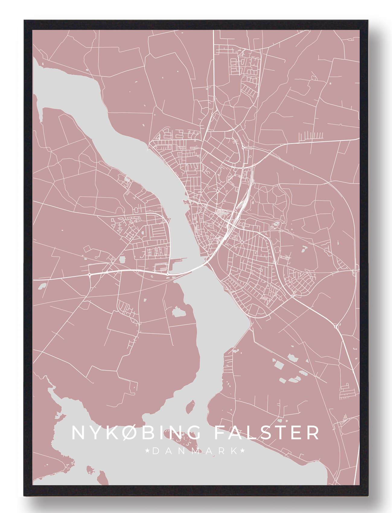 Nykøbing Falster Plakat - Rosa til hjemmet på tilbud!