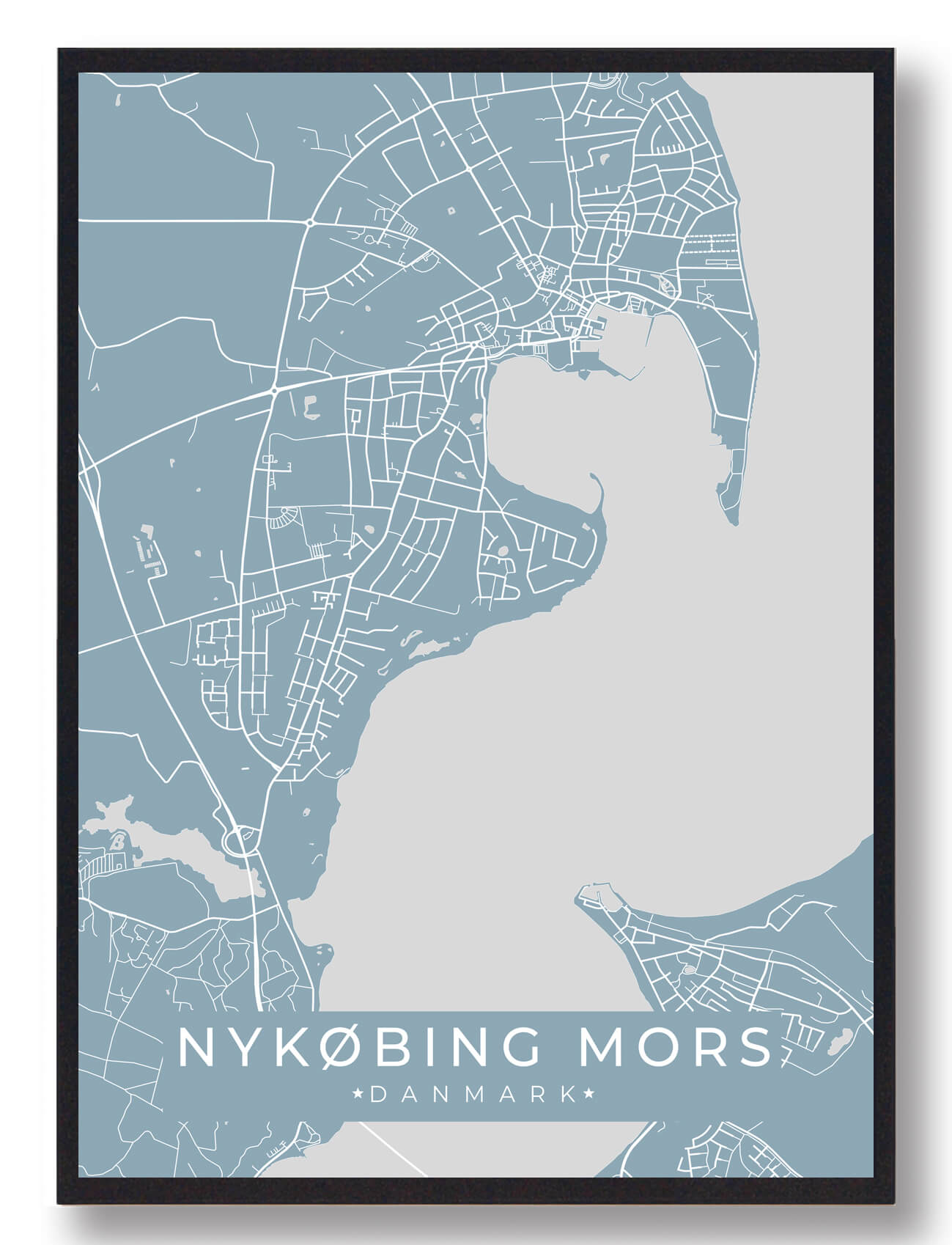 Nykøbing Mors Plakat - Lyseblå Kunst til Dit Hjem