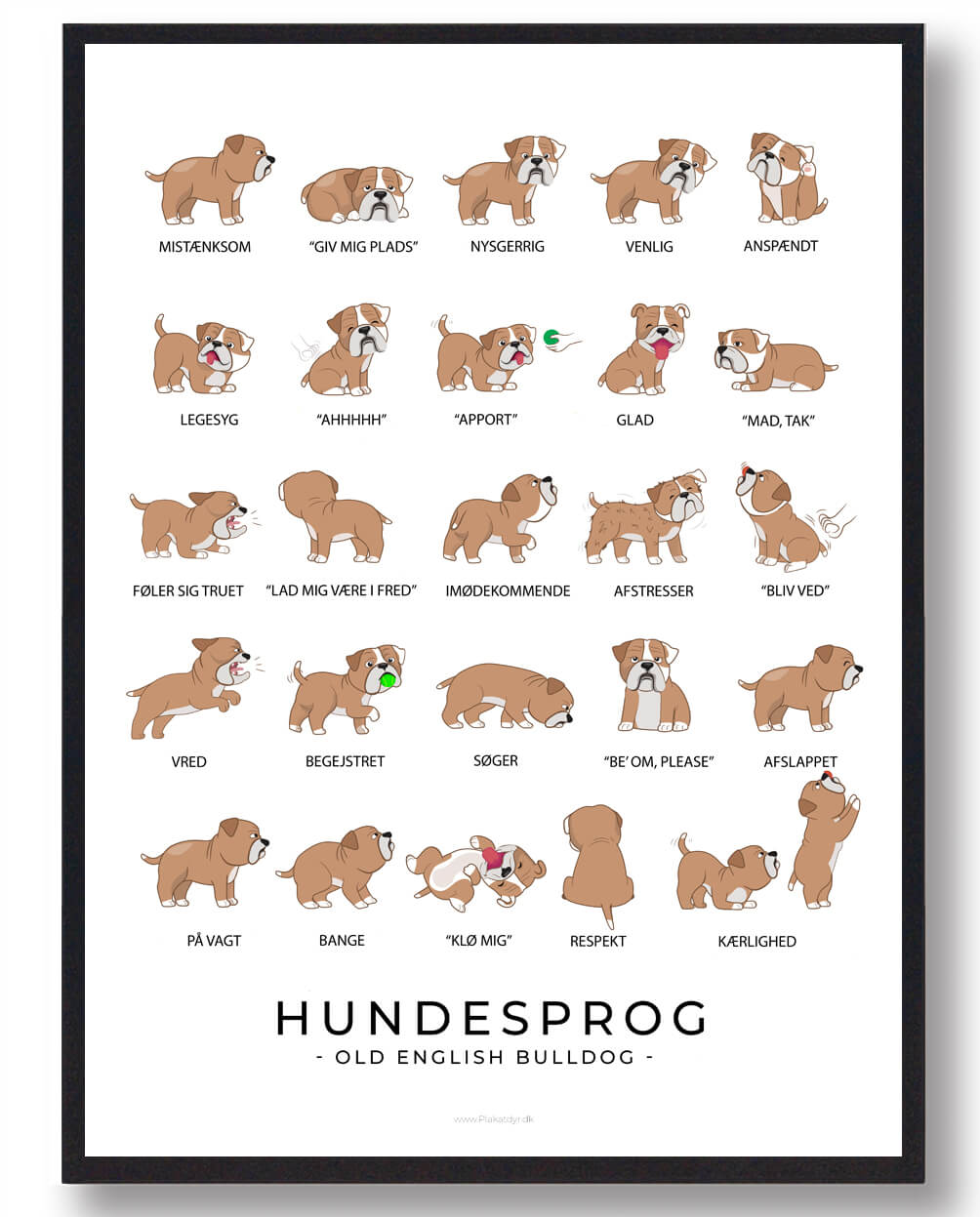 Old English Bulldog Hundesprog Plakat – Forbedr din kommunikation!