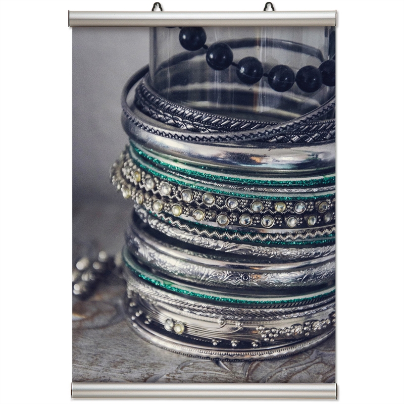 Plakatlister til 100 cm plakater - Sølv og sort gummi