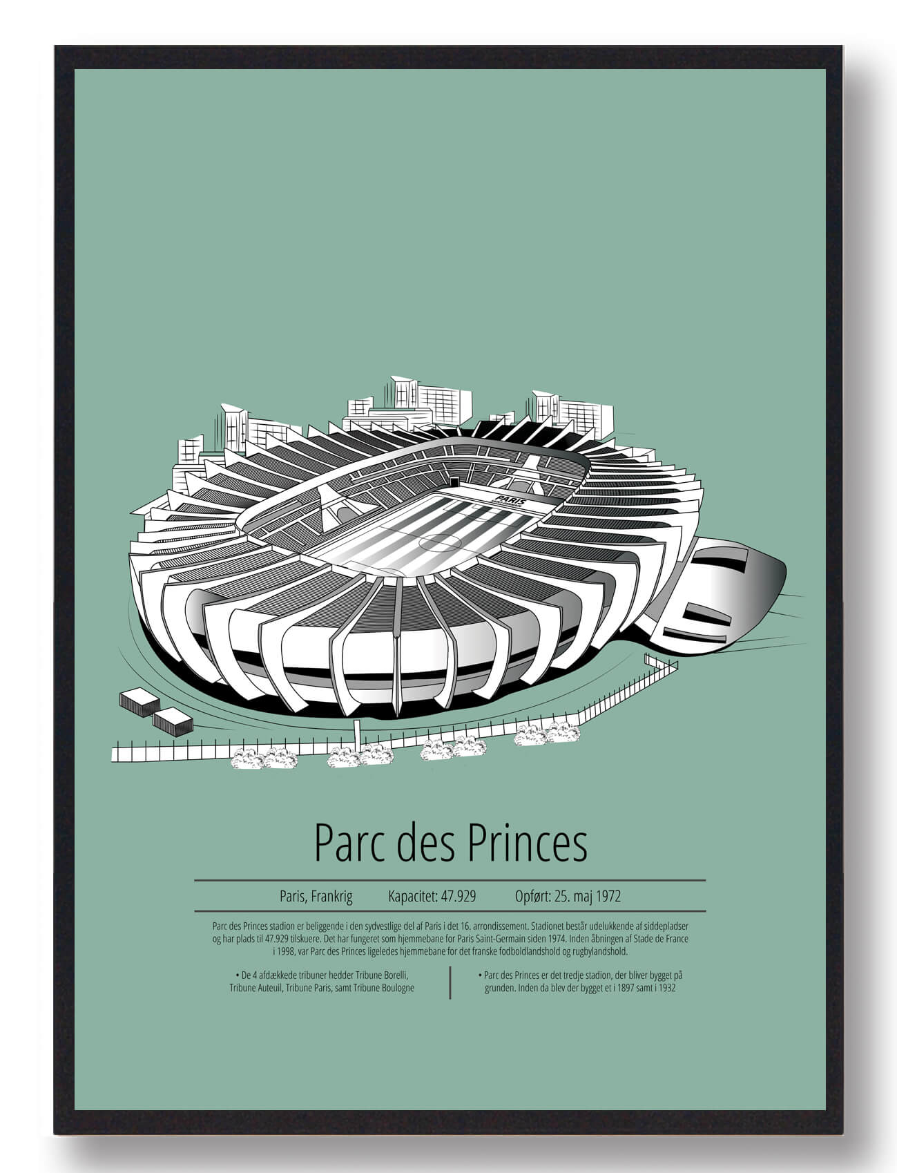 PSG Paris Saint-Germain Fodboldplakat - Mintgrøn