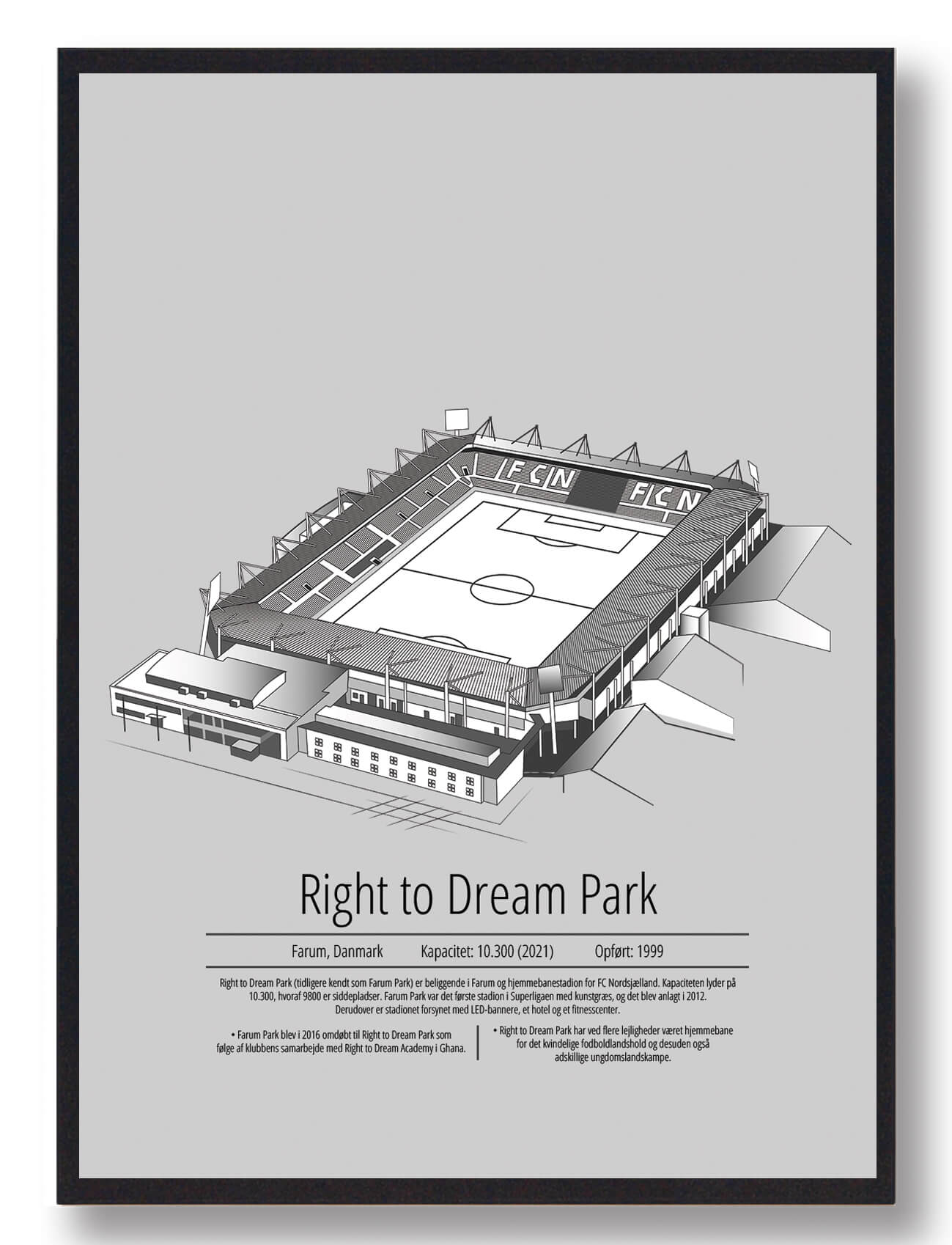 FC Nordsjælland Plakat - Right To Dream Park Grå
