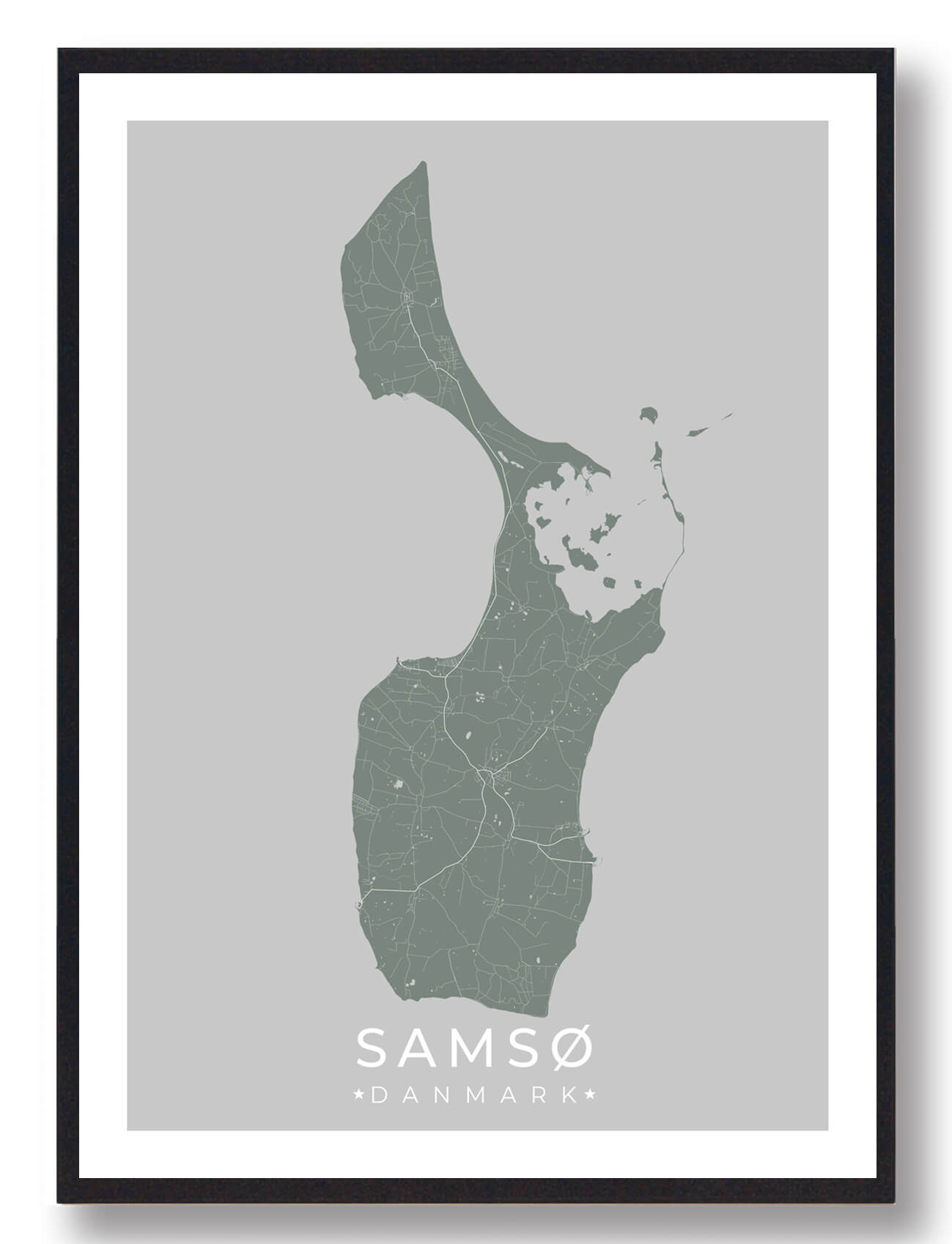 Samsø Plakat i Grøn – Få den nu! Unik indretning til hjemmet!