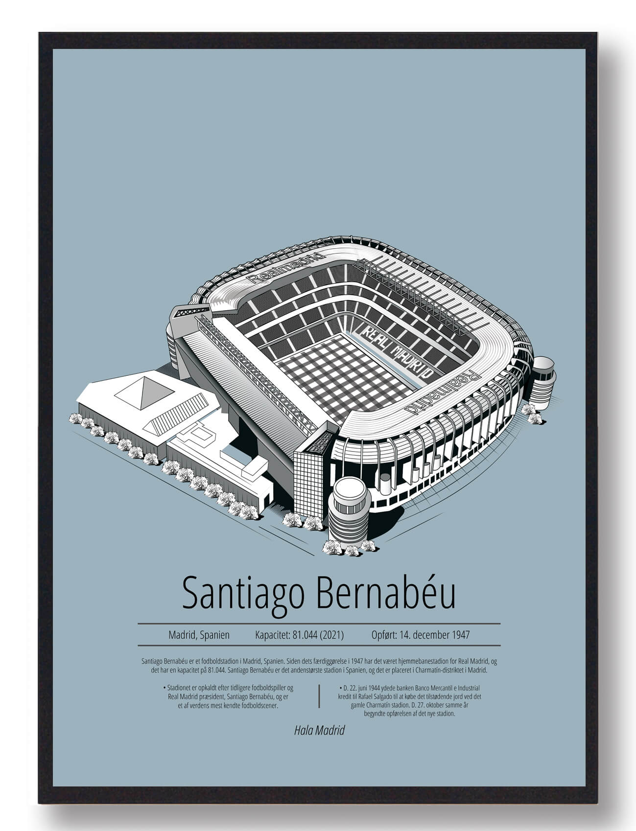 Santiago Bernabeu Plakat - Real Madrid i Lyseblå