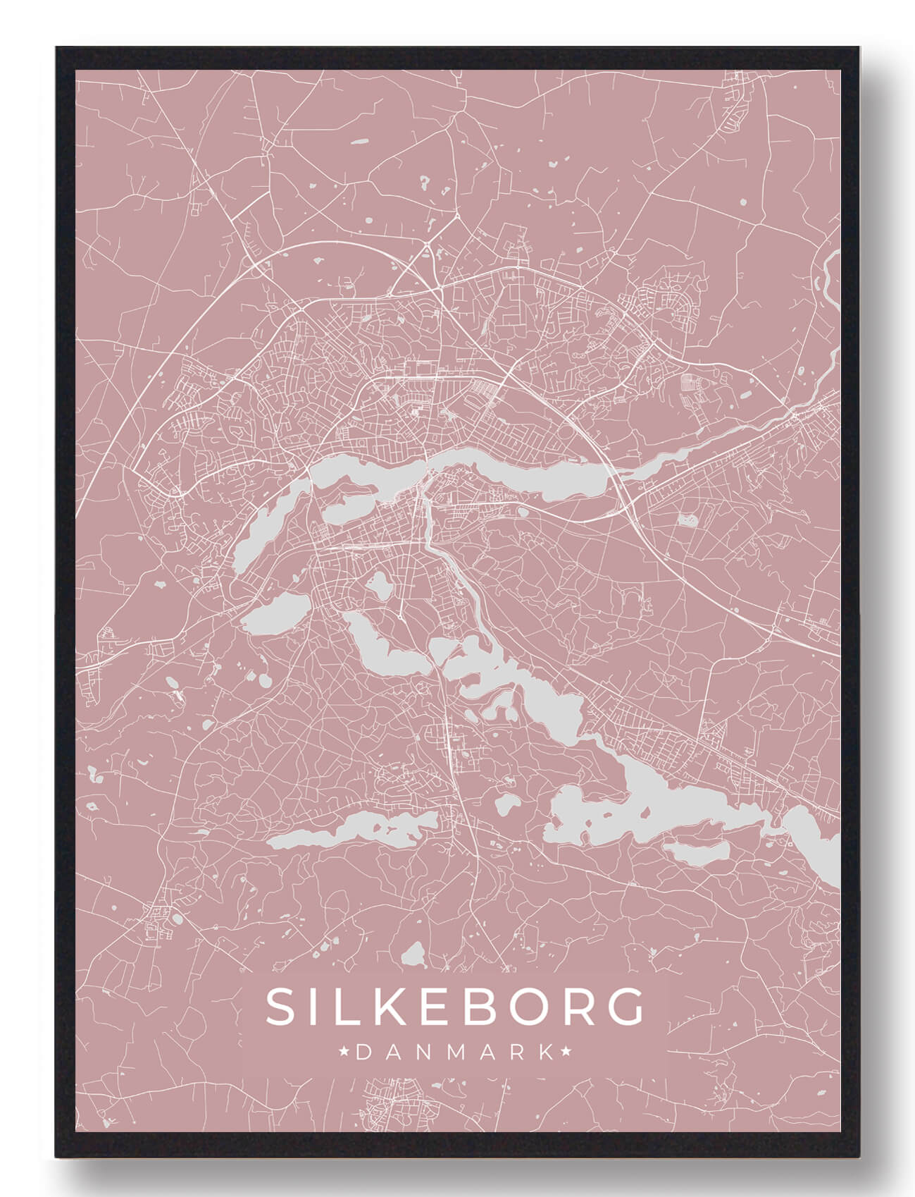 Silkeborg Plakat i Rosa - Smuk Byplakat til Dit Hjem