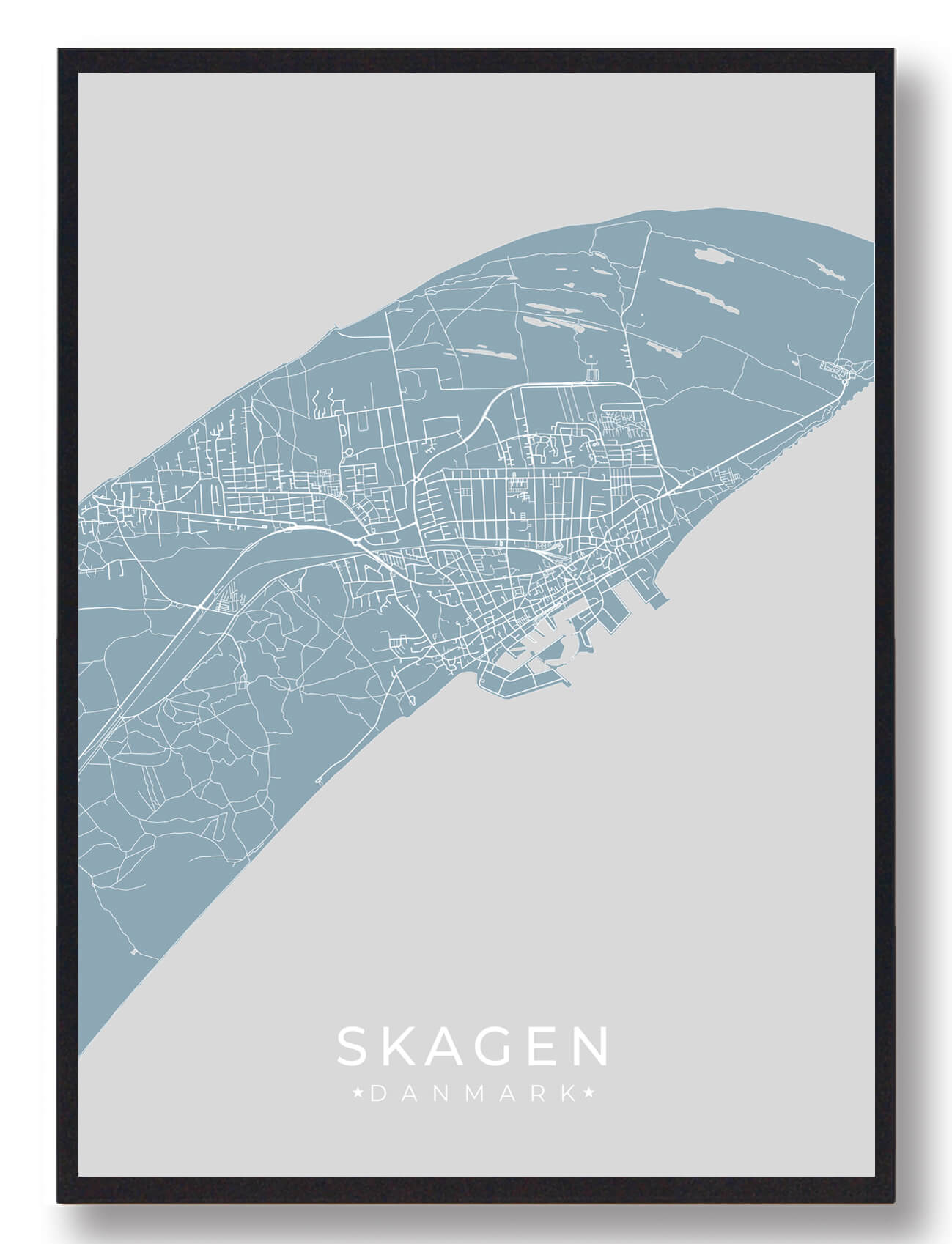 Skagen Plakat i Lyseblå - Unik Kunst til Dit Hjem
