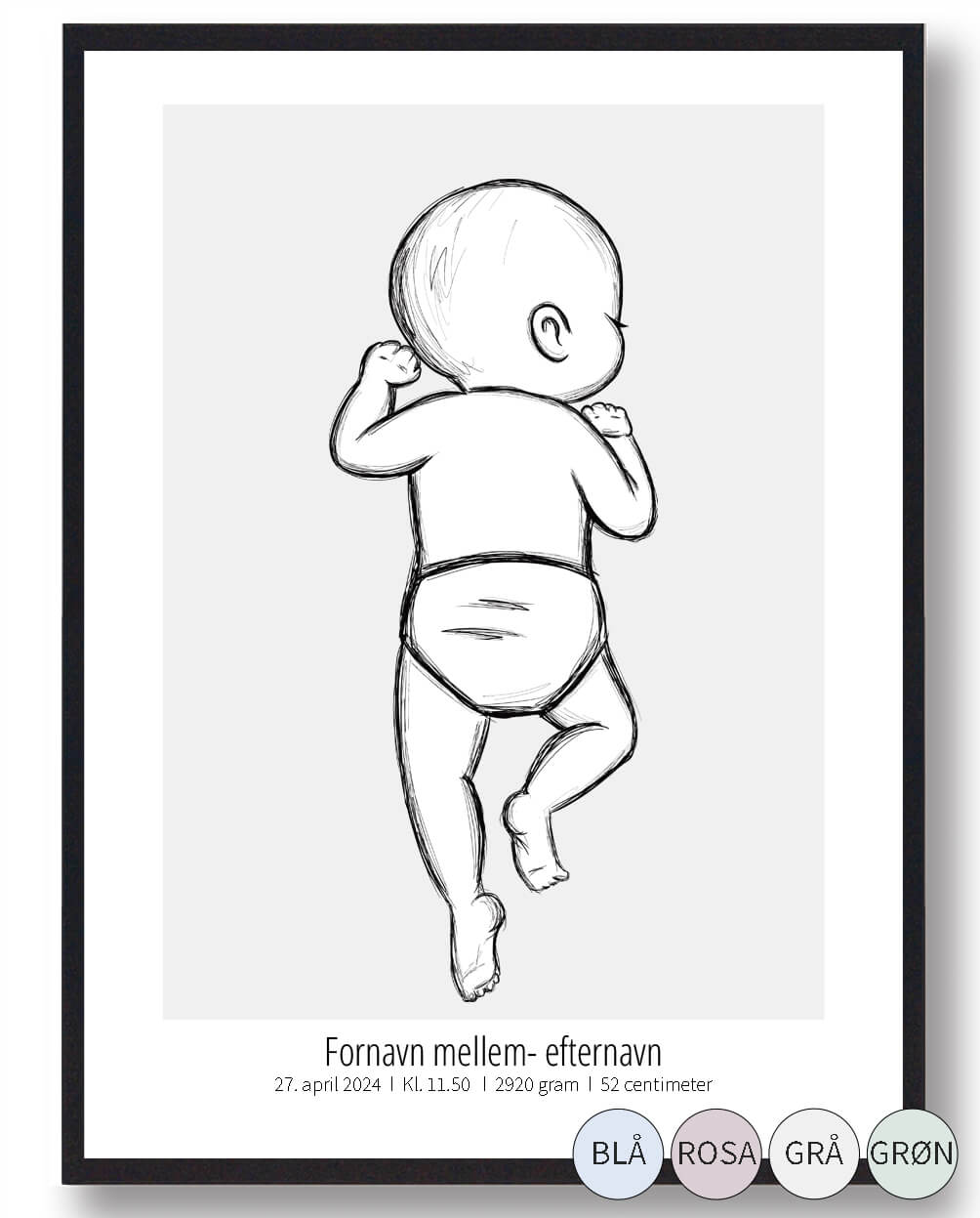 Personlig fødselsplakat til dit nyfødte barn