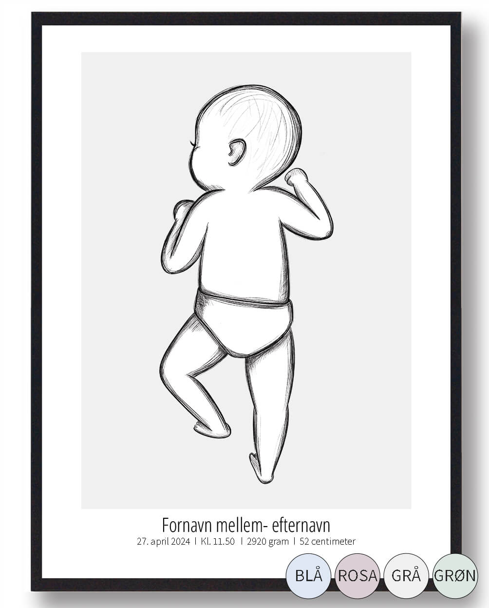 Personlig fødselsplakat til dit nyfødte barn